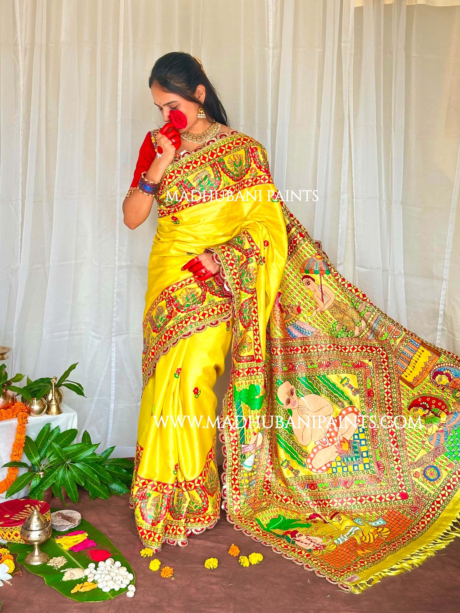 UPNAYAN Hand-painted Madhubani Tussar Silk Family Set — image 6 of 18