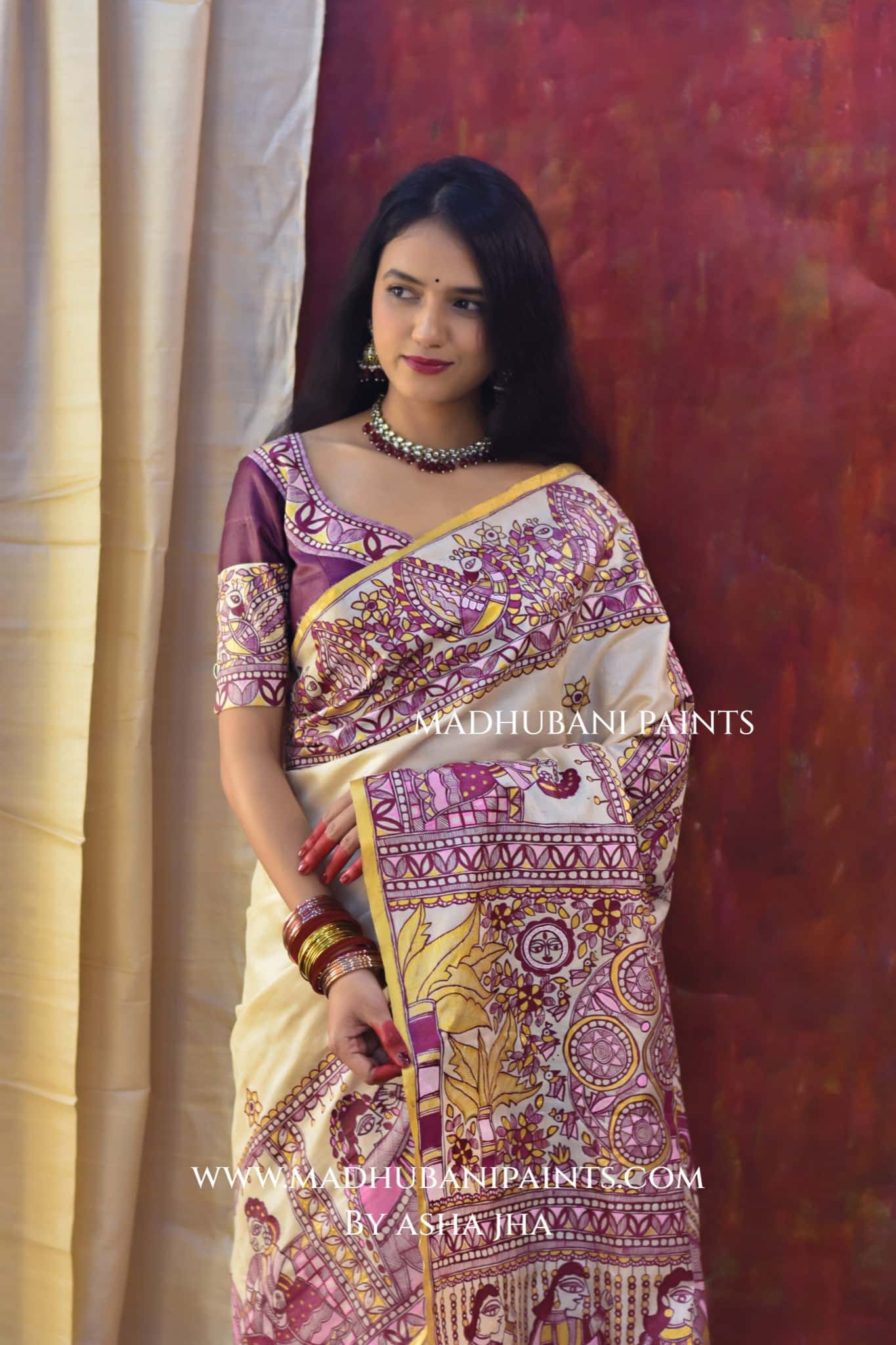 SUHAGIN Hand-painted Madhubani Tussar Silk Blouse — image 3 of 4