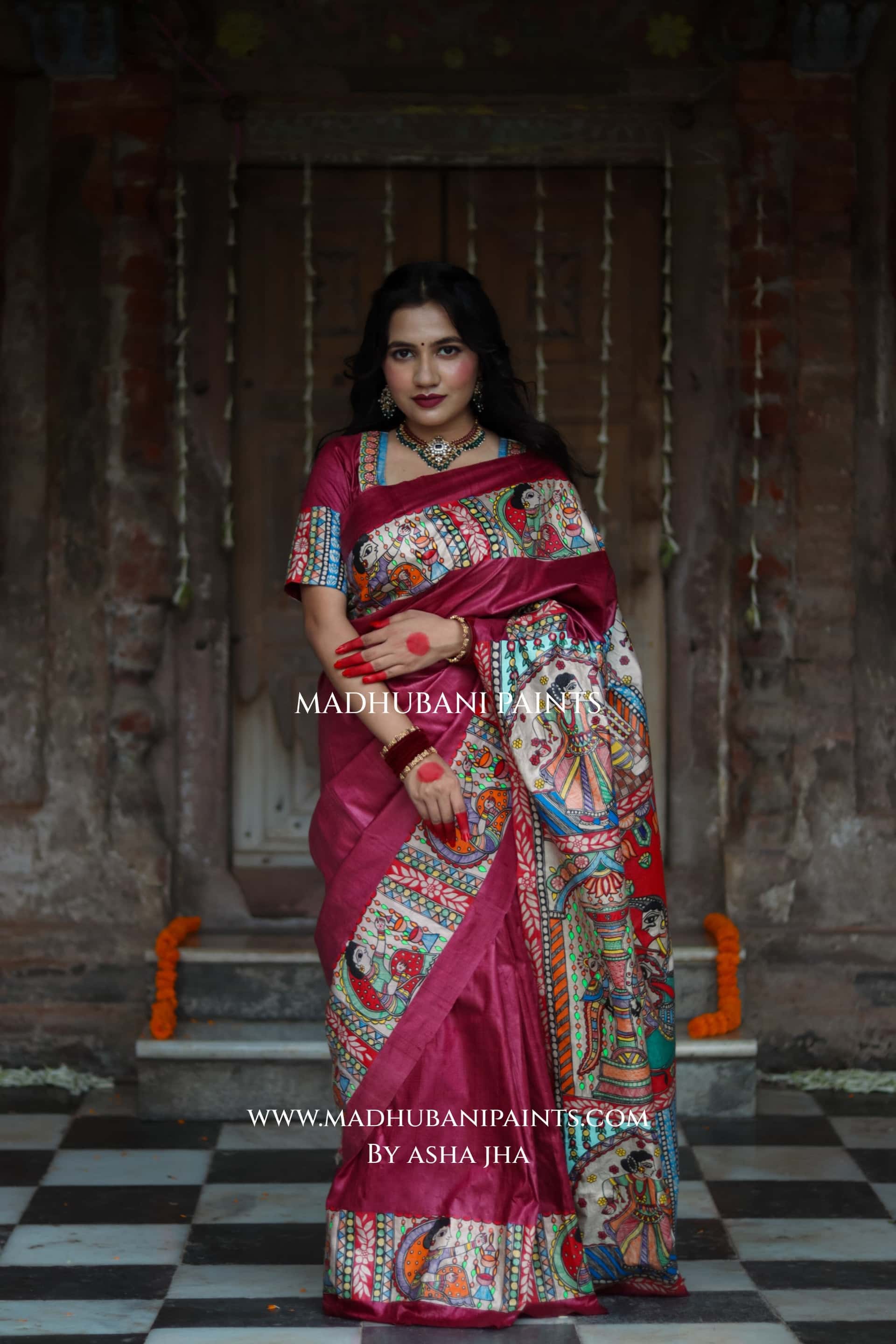 KAMAKHYA Handpainted Tussar Silk Madhubani Saree — image 8 of 8