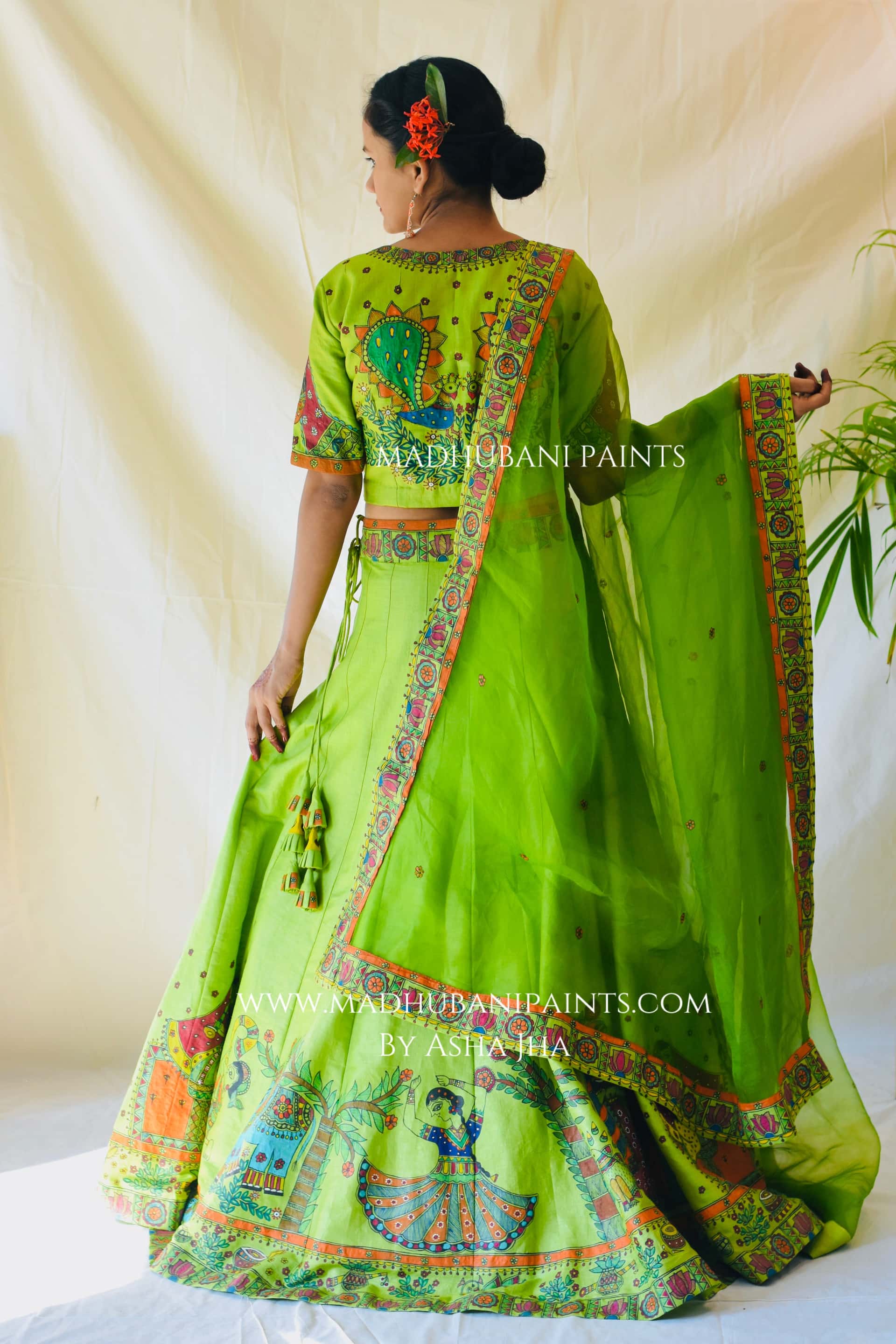 MEHNDI KA RANG Hand-painted Madhubani Lehnga — image 15 of 18