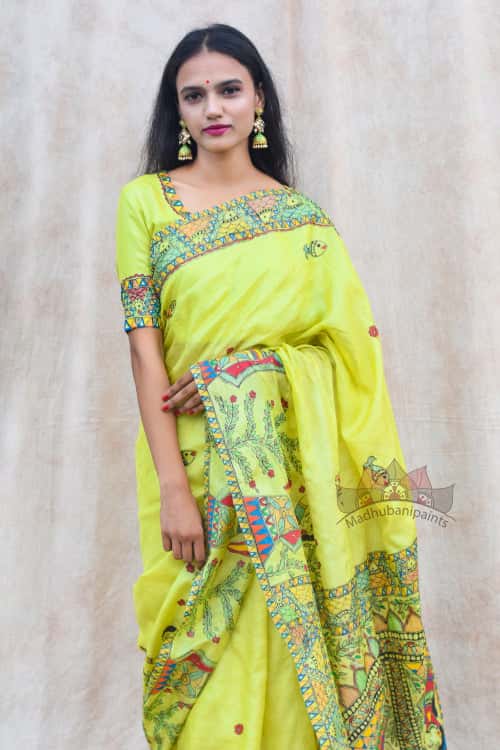 'MITHILA GUDIYA' Handpainted Madhubani  Tussar Silk Blouse — image 2 of 4