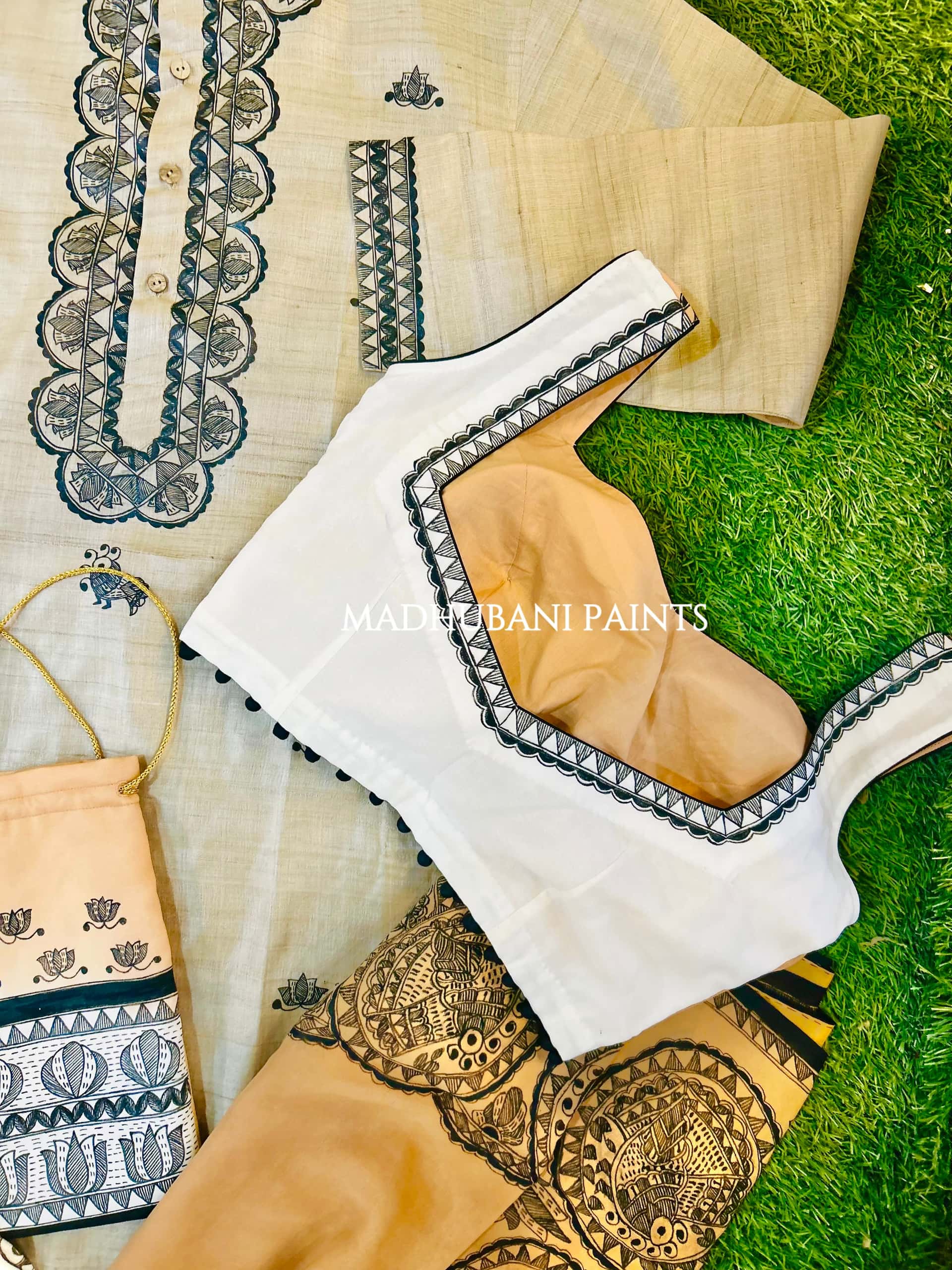 PANKHI Handpainted Madhubani Georgette Family Set — image 12 of 19