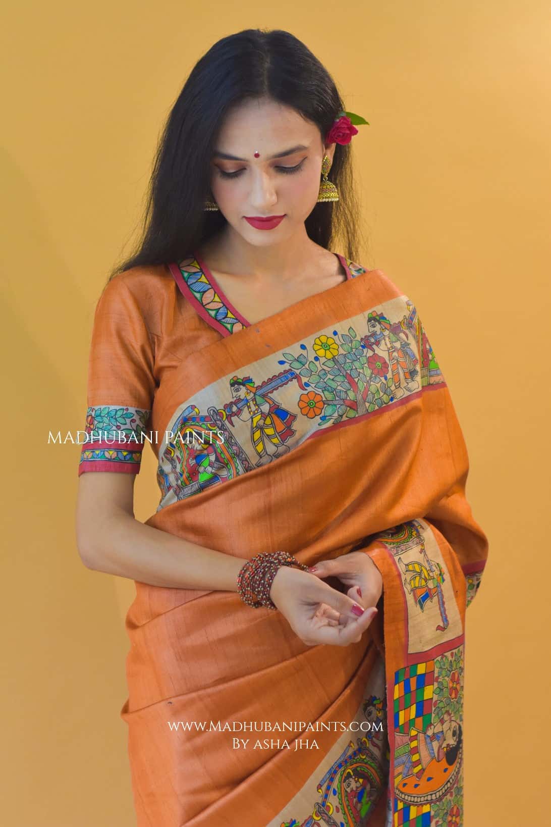 MITHILA MADAPAM Hand-painted Tussar Silk Blouse — image 3 of 4