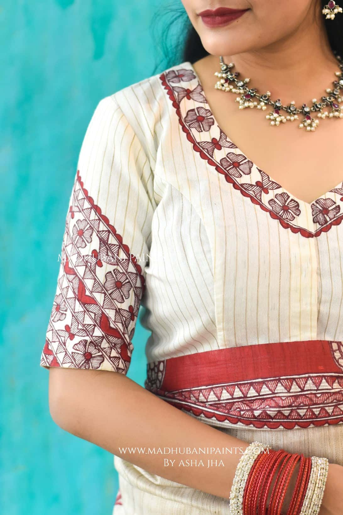LAALIMA Handpainted Madhubani Chanderi Blouse — image 3 of 5