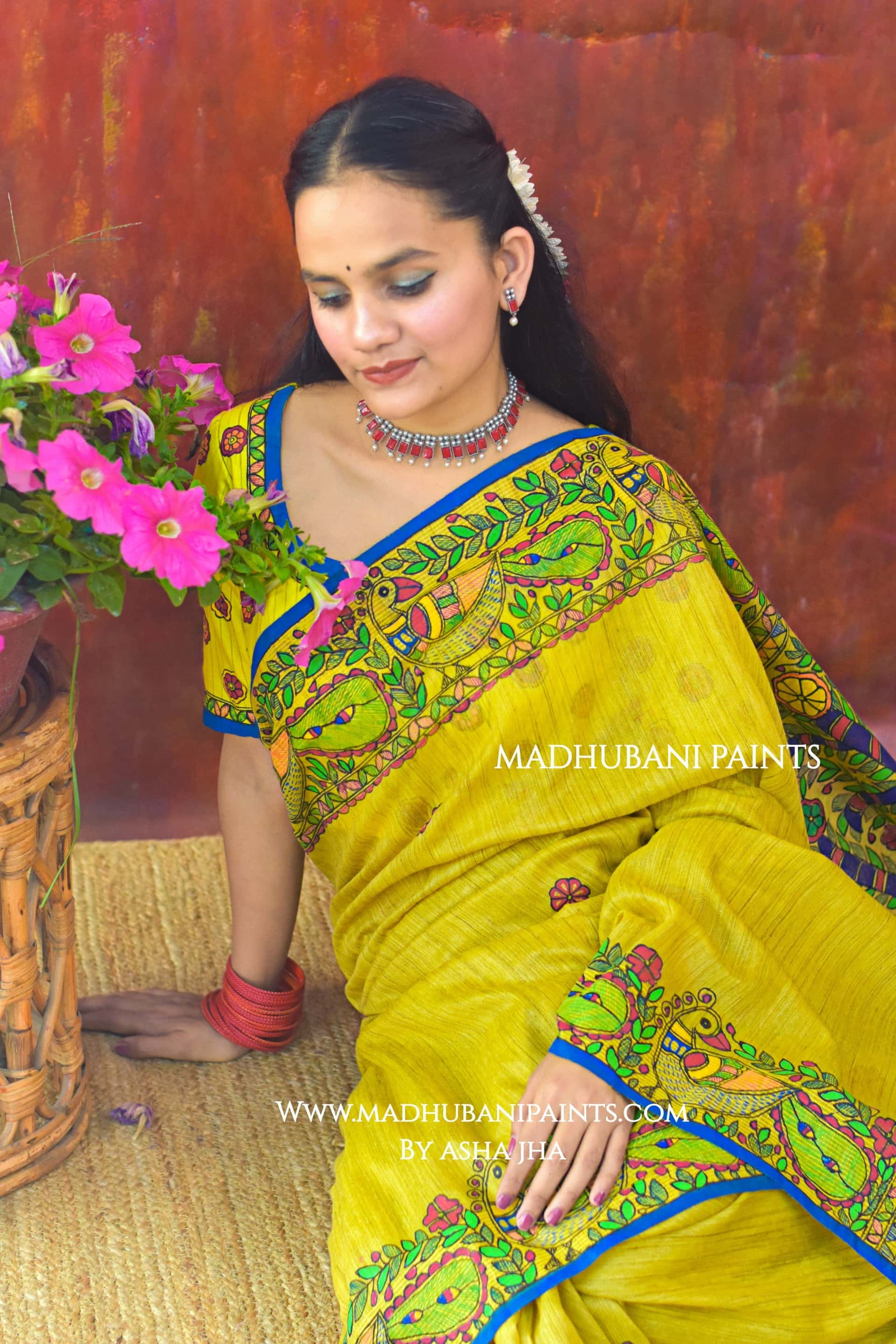 BRAJ KI BELA Hand-painted Madhubani Chanderi Blouse — image 2 of 4
