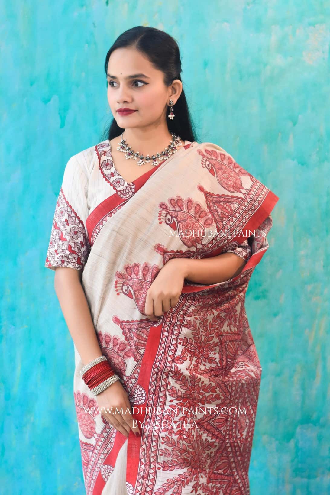 LAALIMA Hand-painted Madhubani Chanderi Saree — image 7 of 7