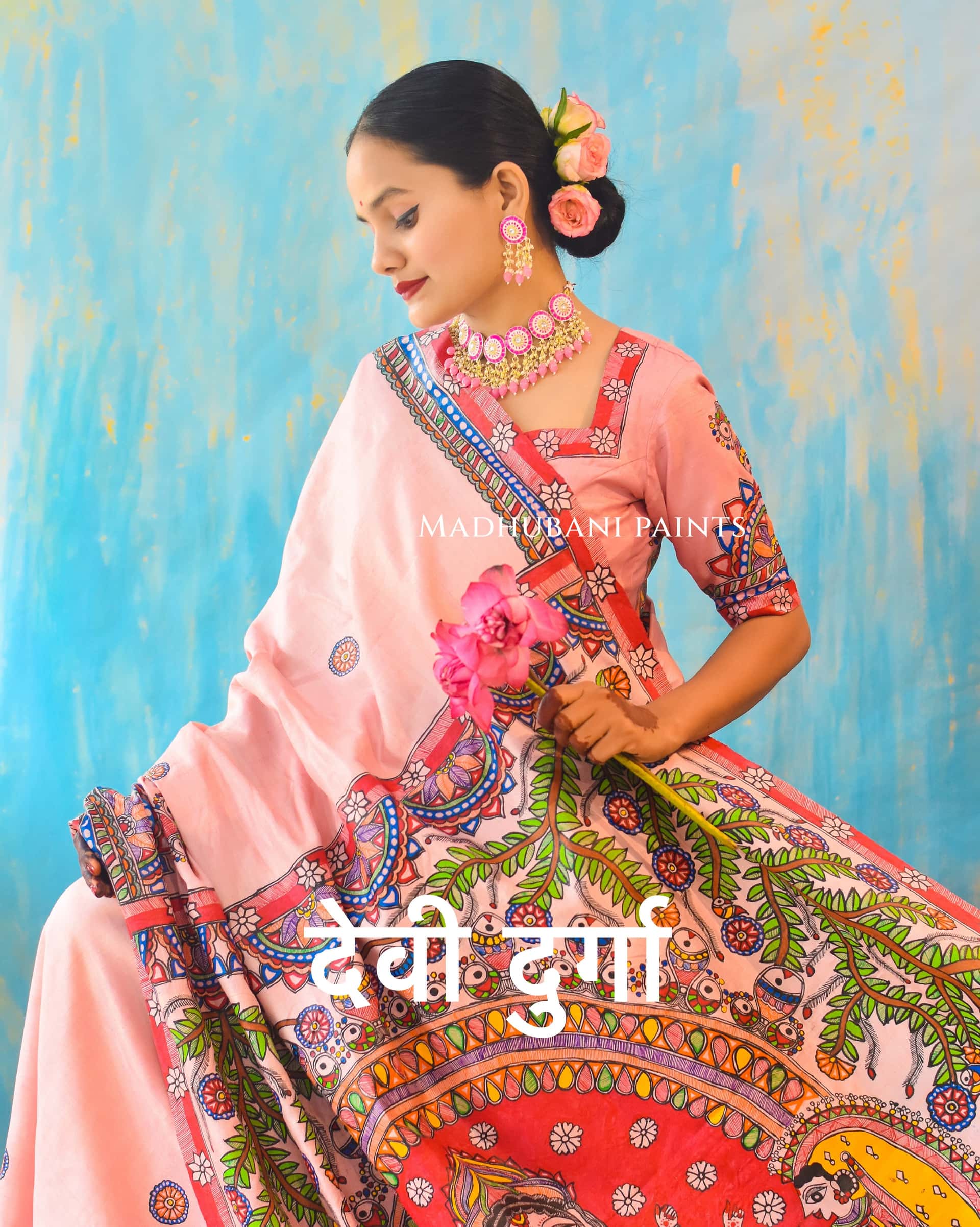 PADAMSUNDARI Hand-painted Madhubani Tussar Silk Saree — image 2 of 7