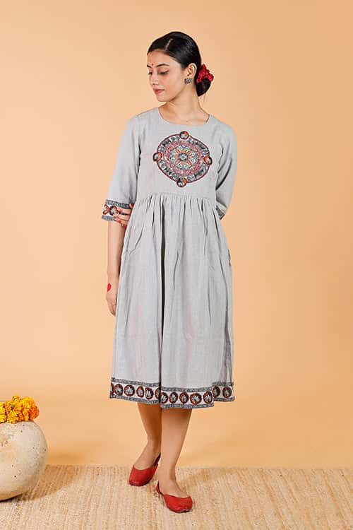 'Mandara' Handpainted Madhubani Dress — image 3 of 9