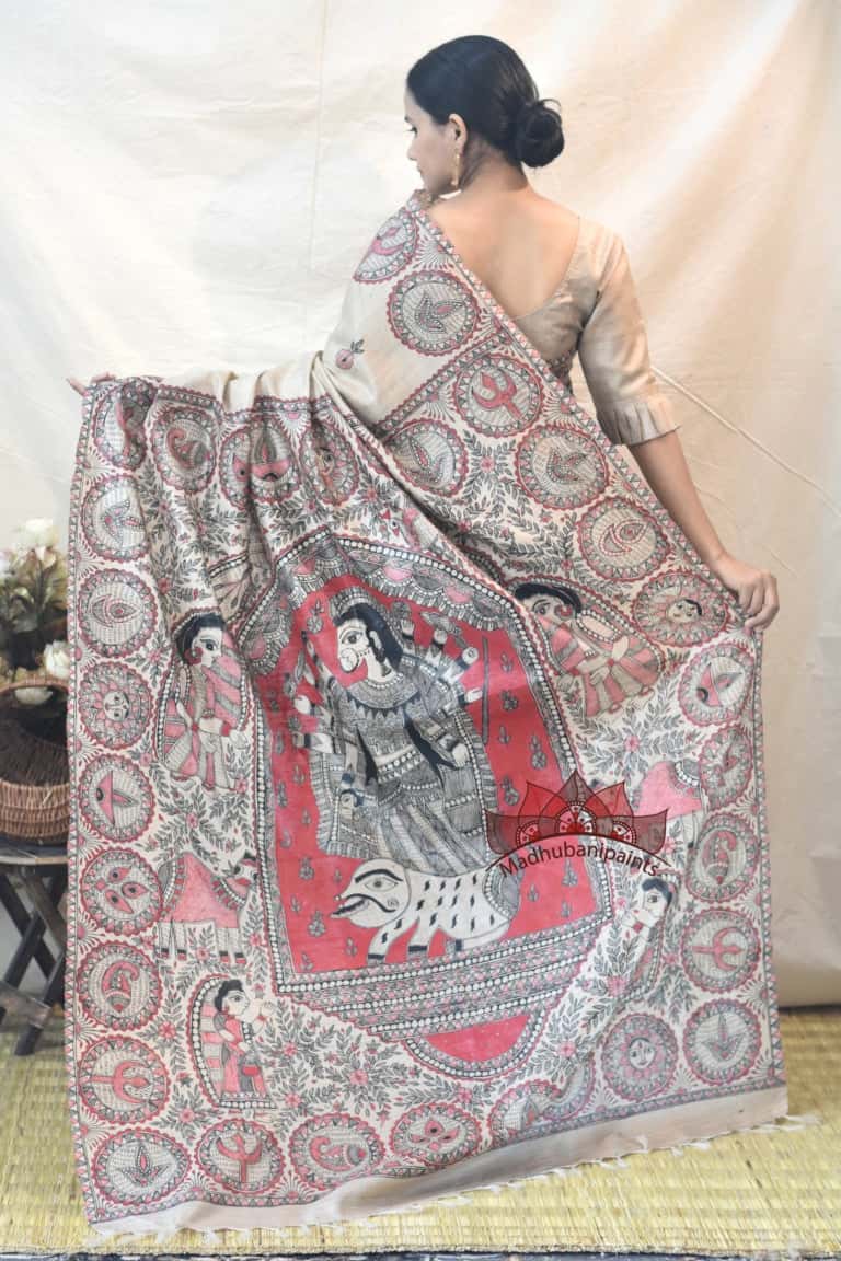 Maa Ambe Handpainted Durga Saree — image 5 of 6