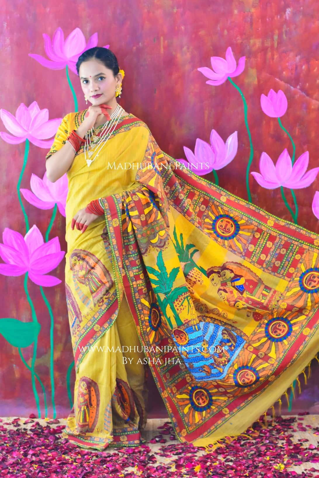 CHHATH MAHOTSAV Handpainted Madhubani Chanderi Saree — image 6 of 7