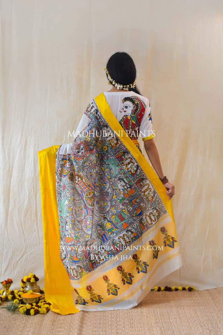 'UTSAV' Handpainted Madhubani Cotton Saree — image 3 of 7