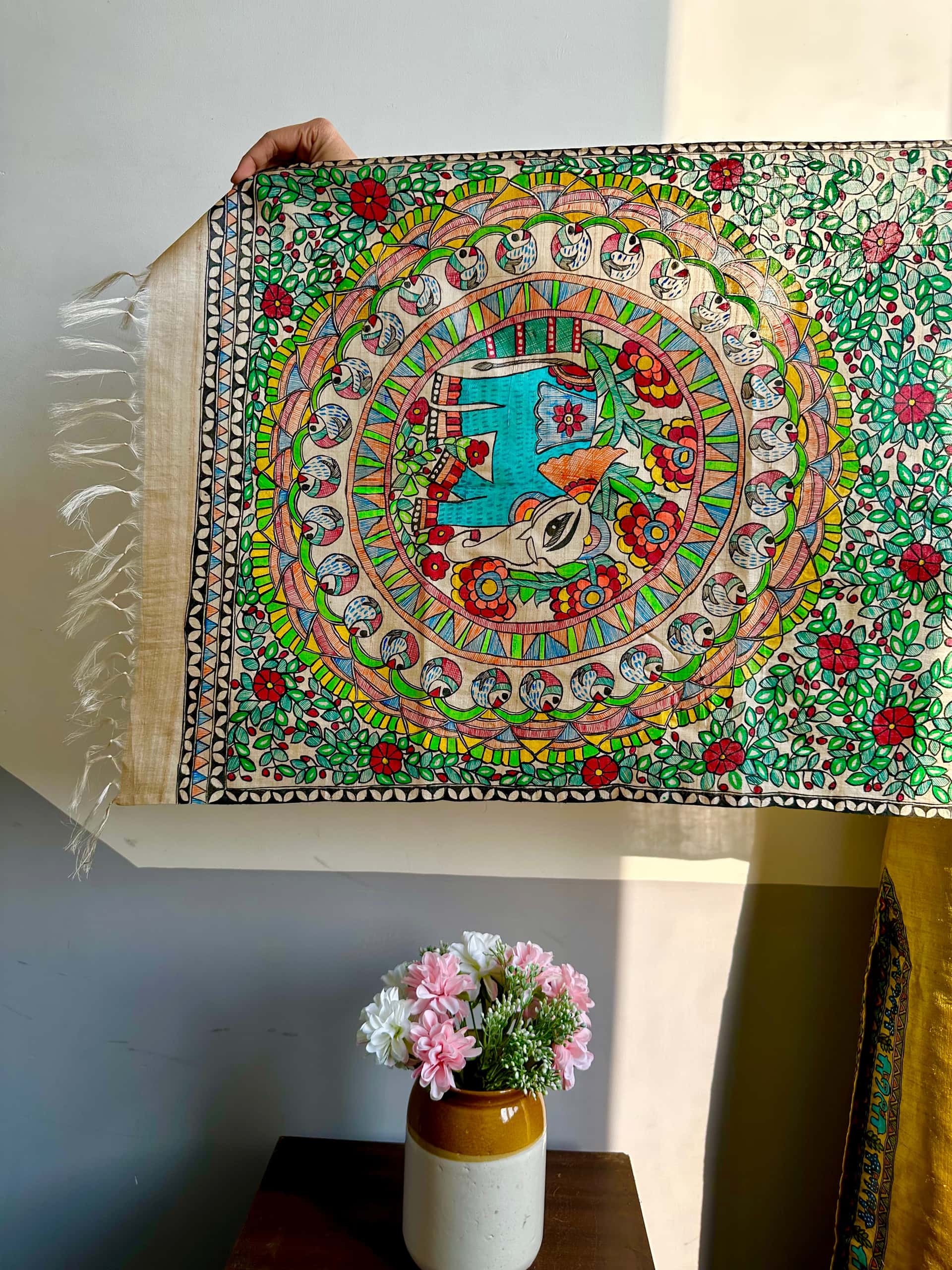 Elephant Tussar Silk Stole — image 3 of 3