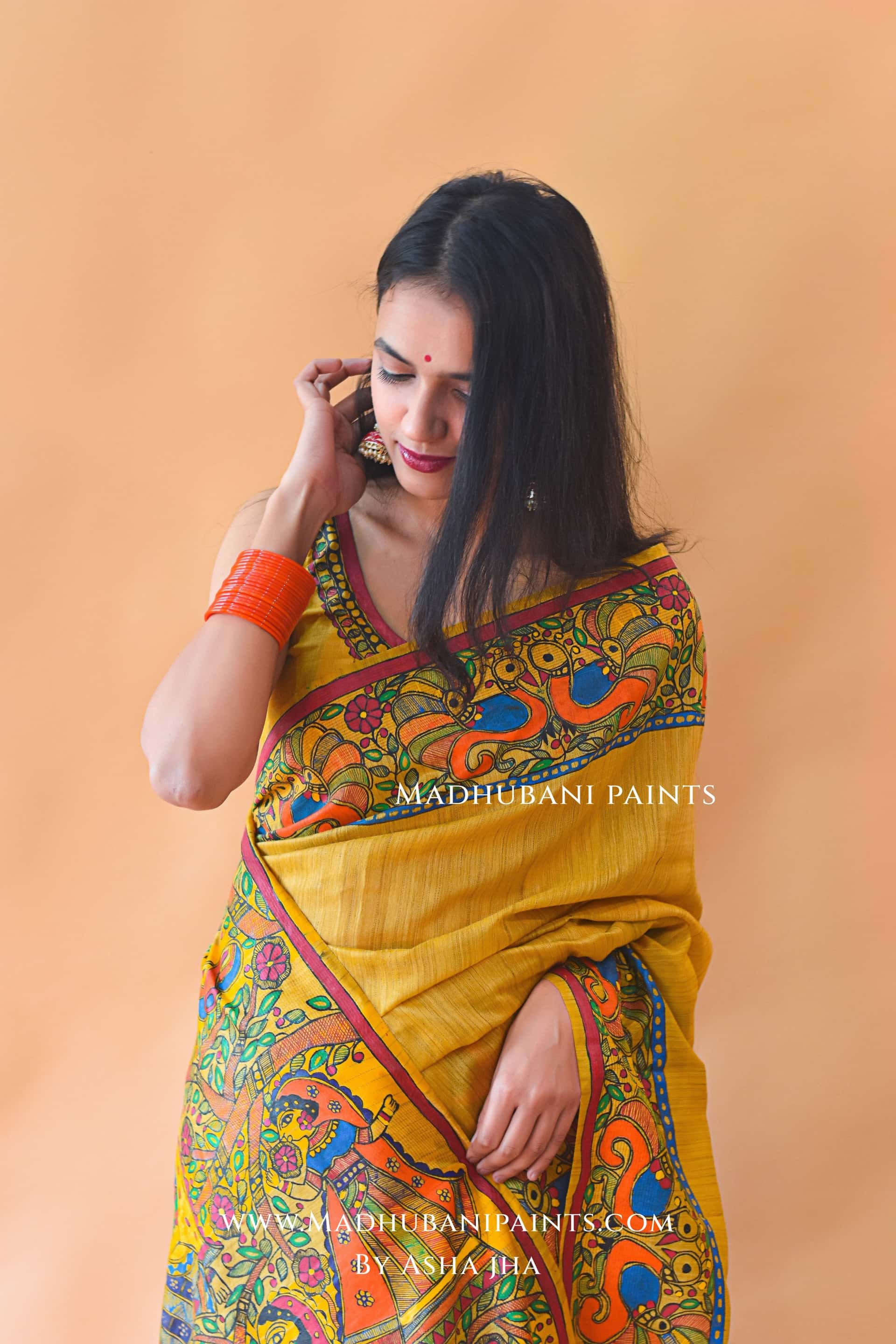 SOBHAN Hand-painted Madhubani Chanderi  Saree Blouse set — image 4 of 6