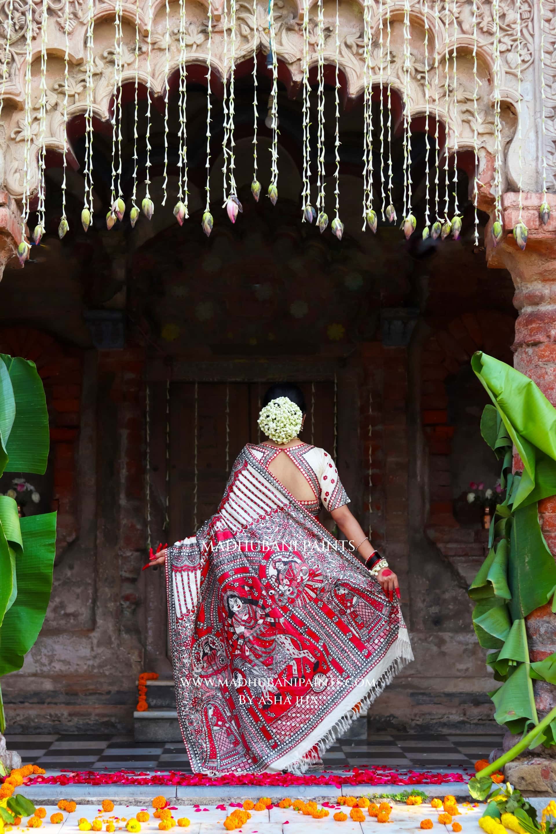 TRINETRA Handpainted Tussar Silk Madhubani Saree Blouse Set — image 3 of 17