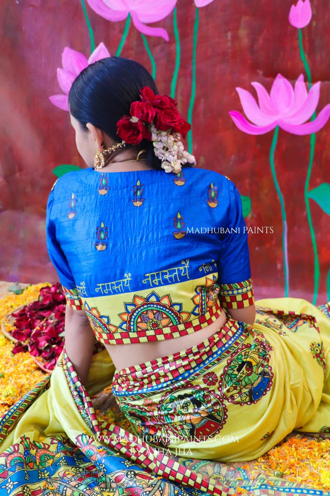"KAMAKSHI" Handpainted Madhubani Tussar Silk Blouse — image 4 of 6