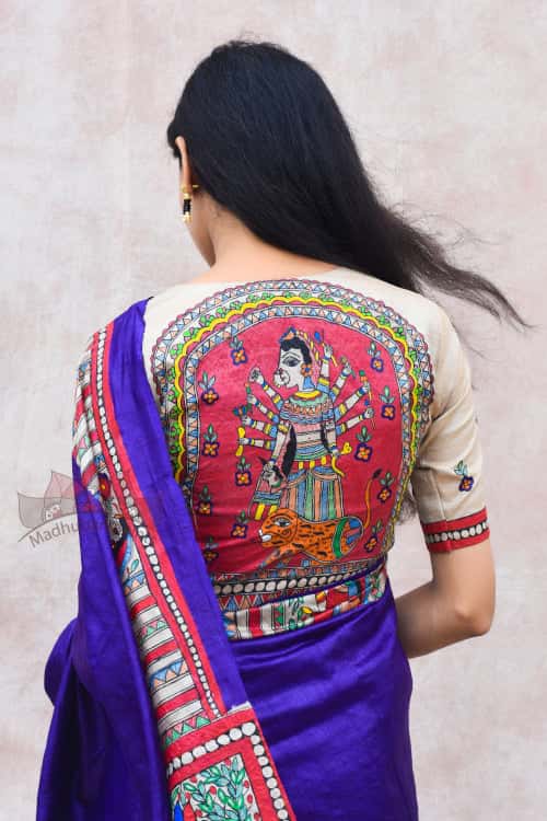 'DEVI' Handpainted Madhubani Tussar Silk Blouse — image 2 of 6