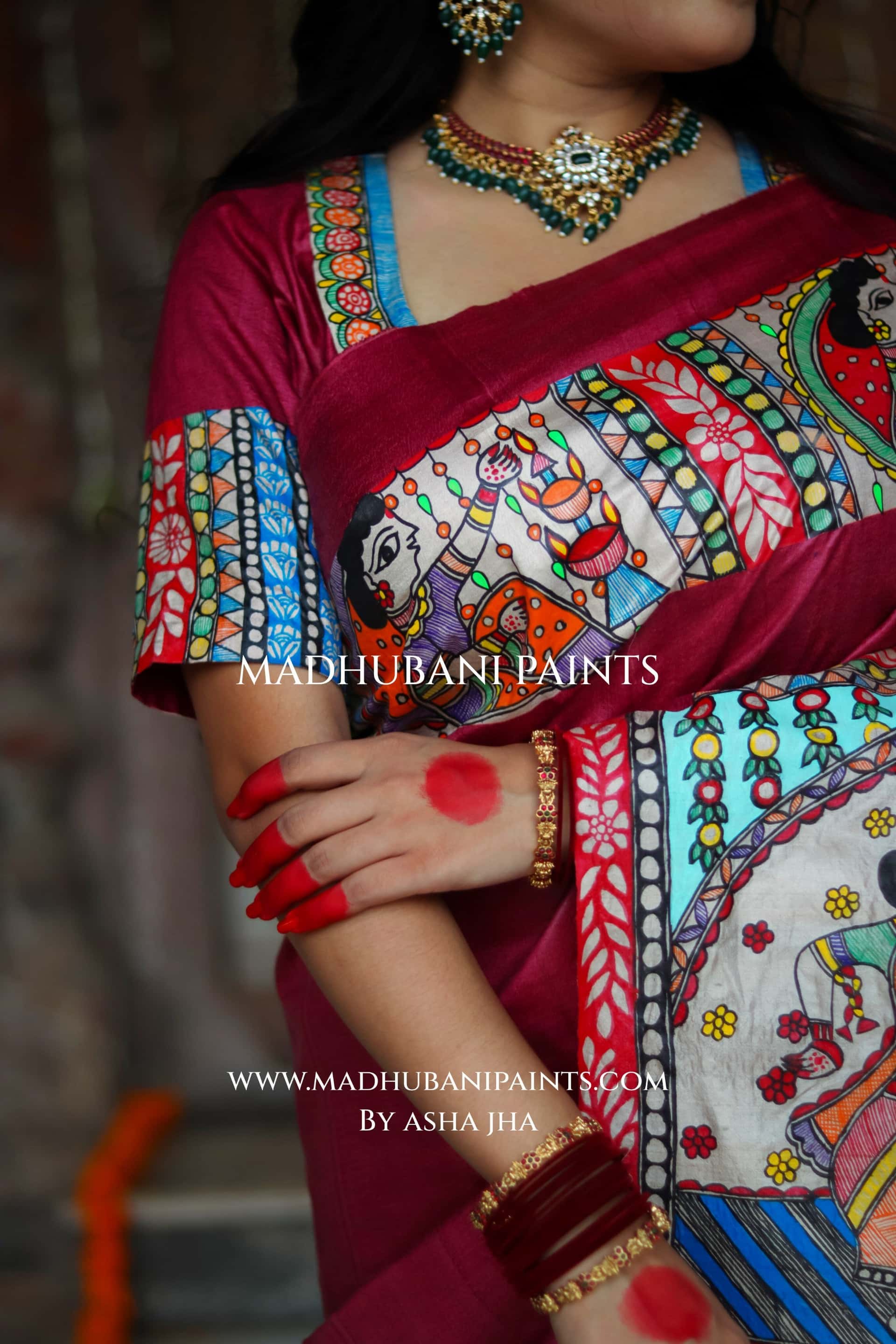 KAMAKHYA Handpainted Tussar Silk Madhubani Blouse — image 2 of 4