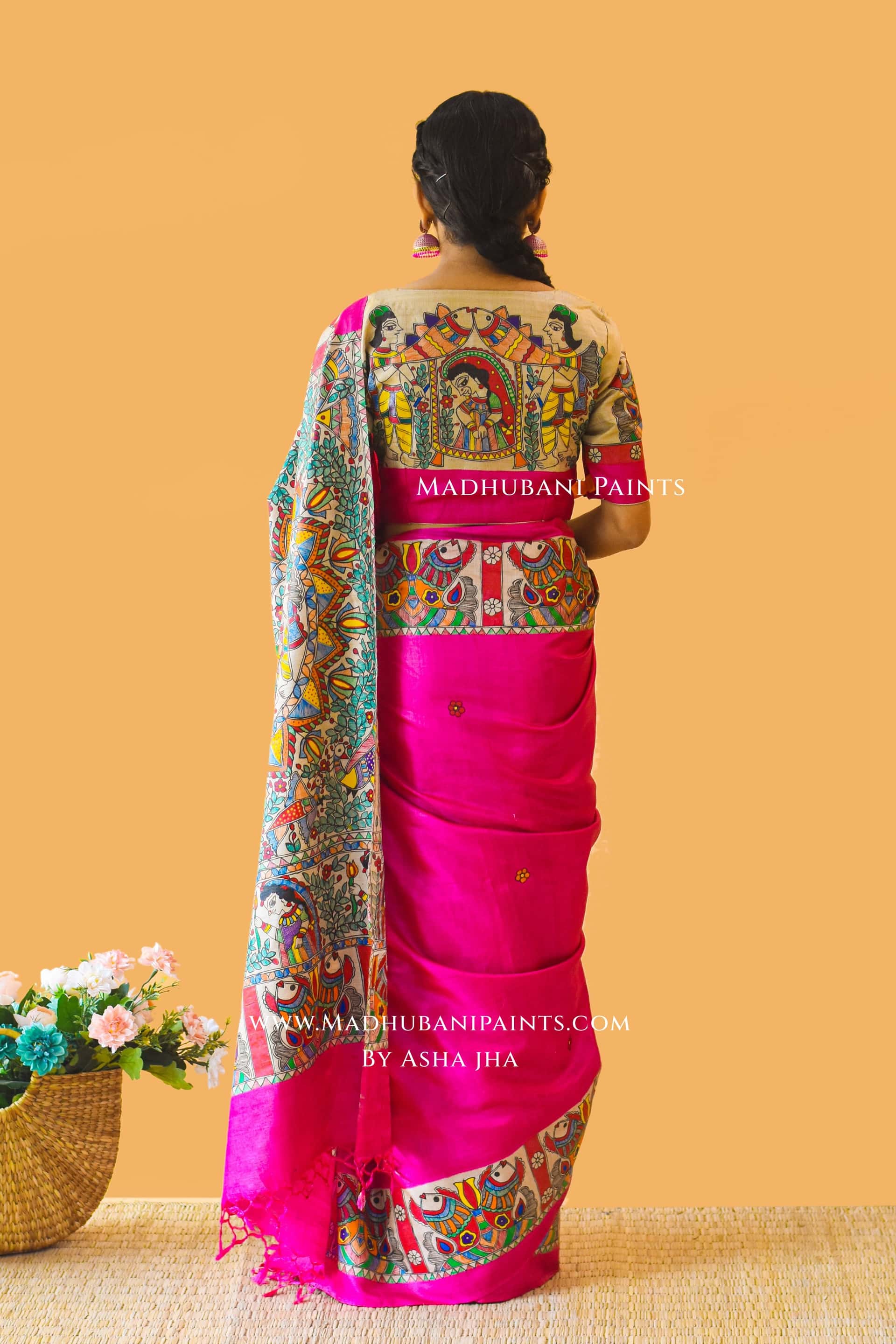 PAVAN VIVAAH Hand-painted Madhubani Tussar Silk Saree Blouse Set — image 7 of 11