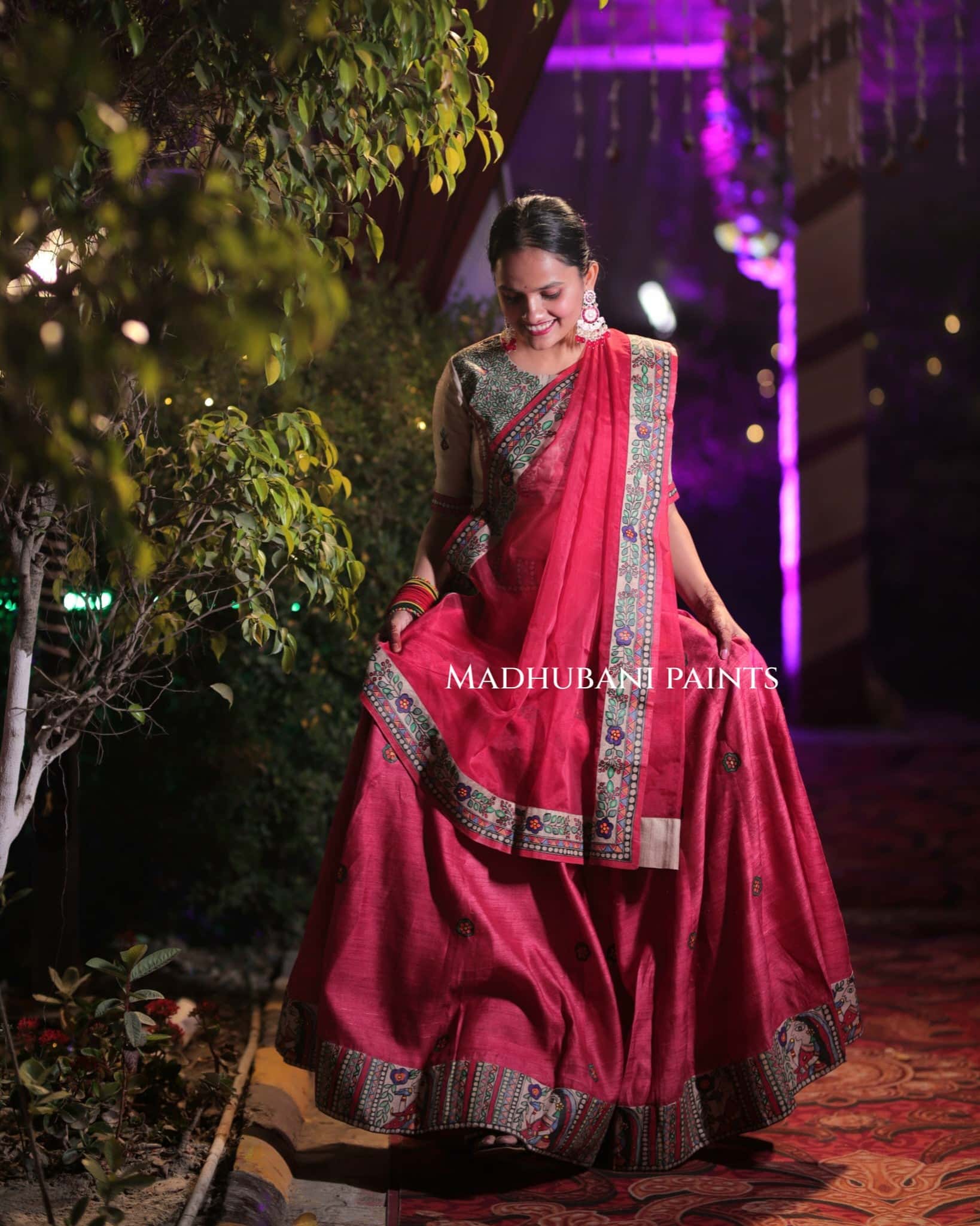 LAALIMA SANGEET Hand-painted Madhubani Lehnga — image 6 of 12