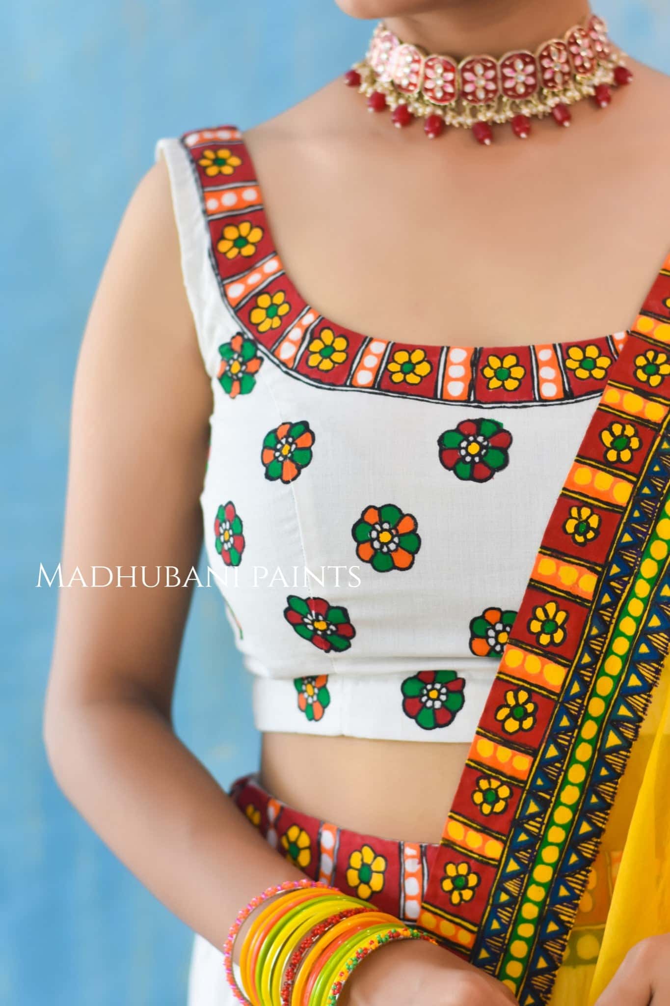 HALDI KE RANG Hand-painted Madhubani Lehnga — image 2 of 15