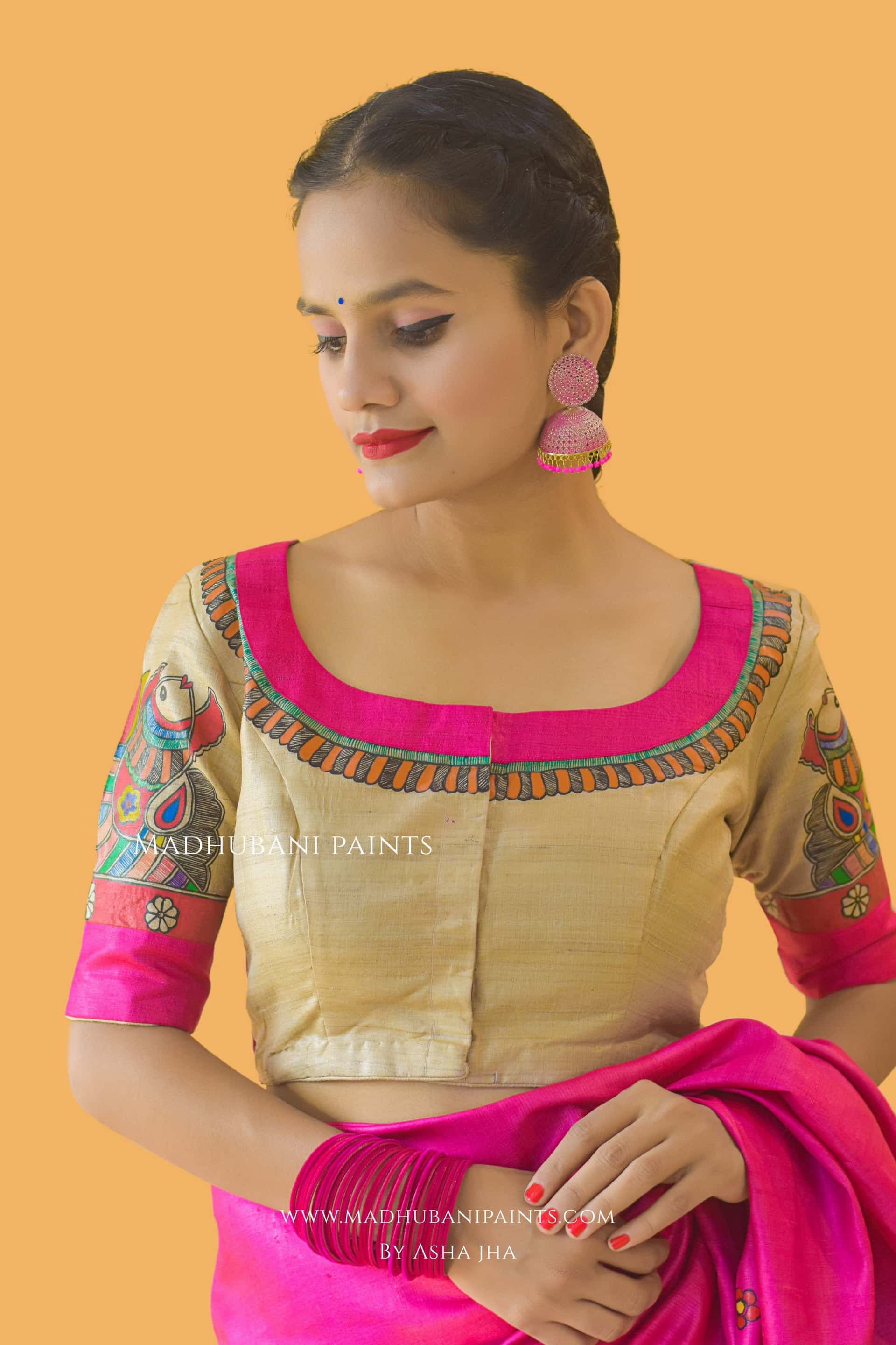 PAVAN VIVAAH Hand-painted Madhubani Tussar Silk Blouse — image 3 of 7