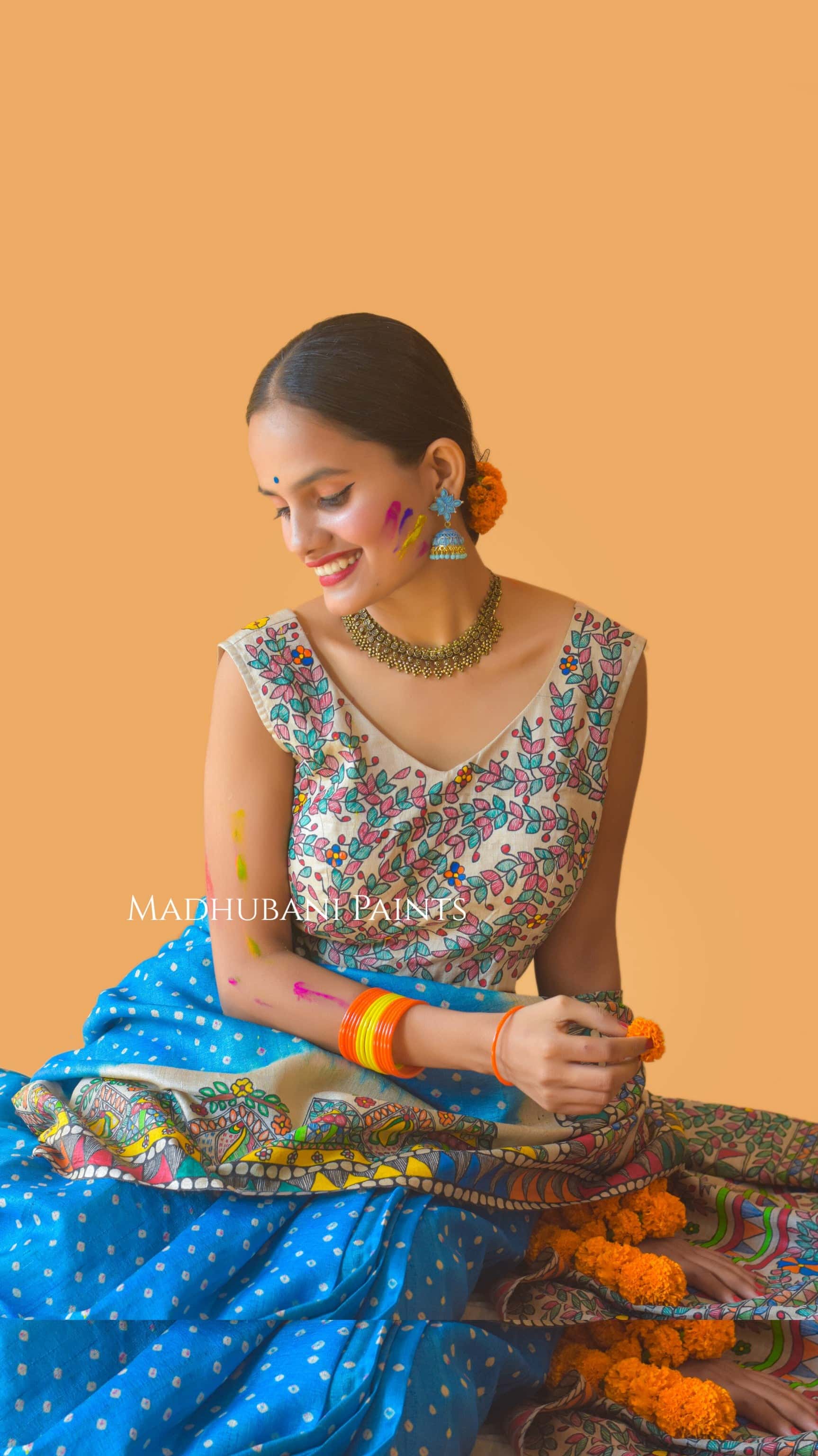 VANDURGA Hand-painted Madhubani Bandhini Blouse — image 2 of 8