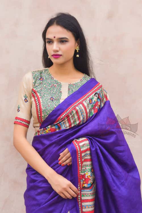 'DEVI' Handpainted Madhubani Tussar Silk Blouse