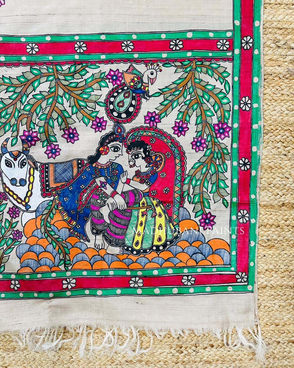 Radha Krishna Vrindavan  Tussar Silk Stole — image 2 of 2