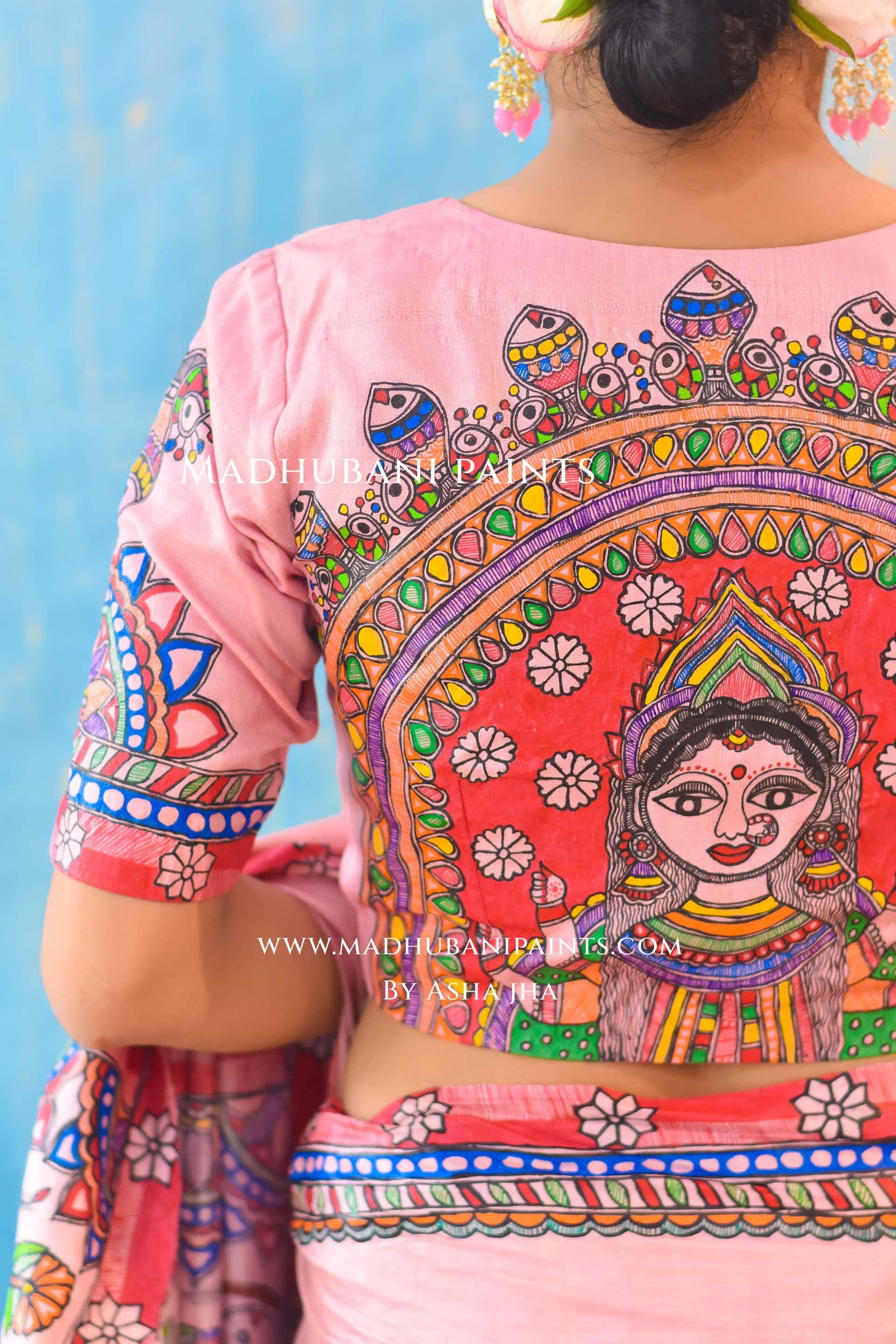 PADAMSUNDARI Hand-painted Madhubani Tussar Silk Blouse — image 9 of 13