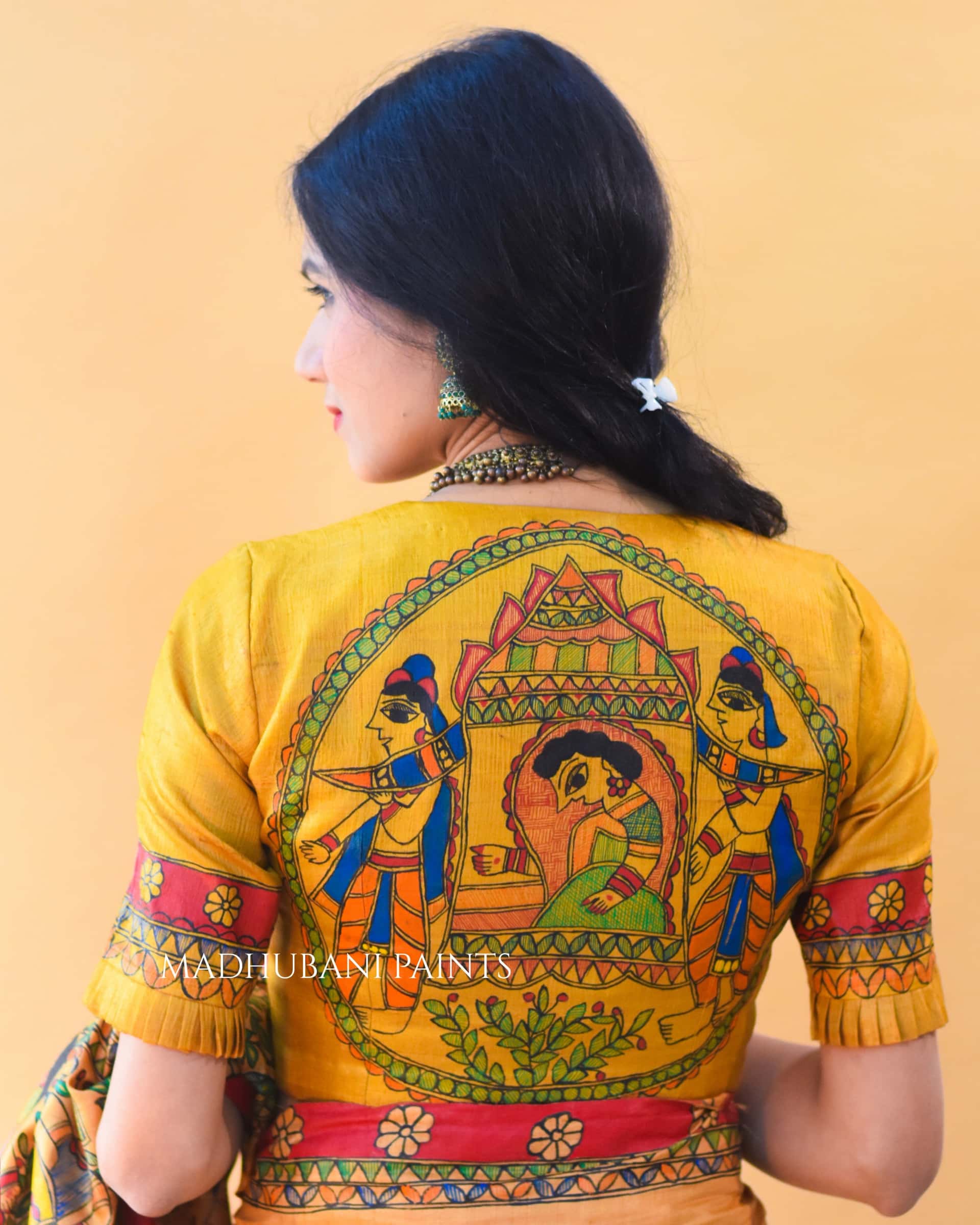 SAUBHAGYA Hand-painted Tussar Silk Saree blouse set — image 6 of 9