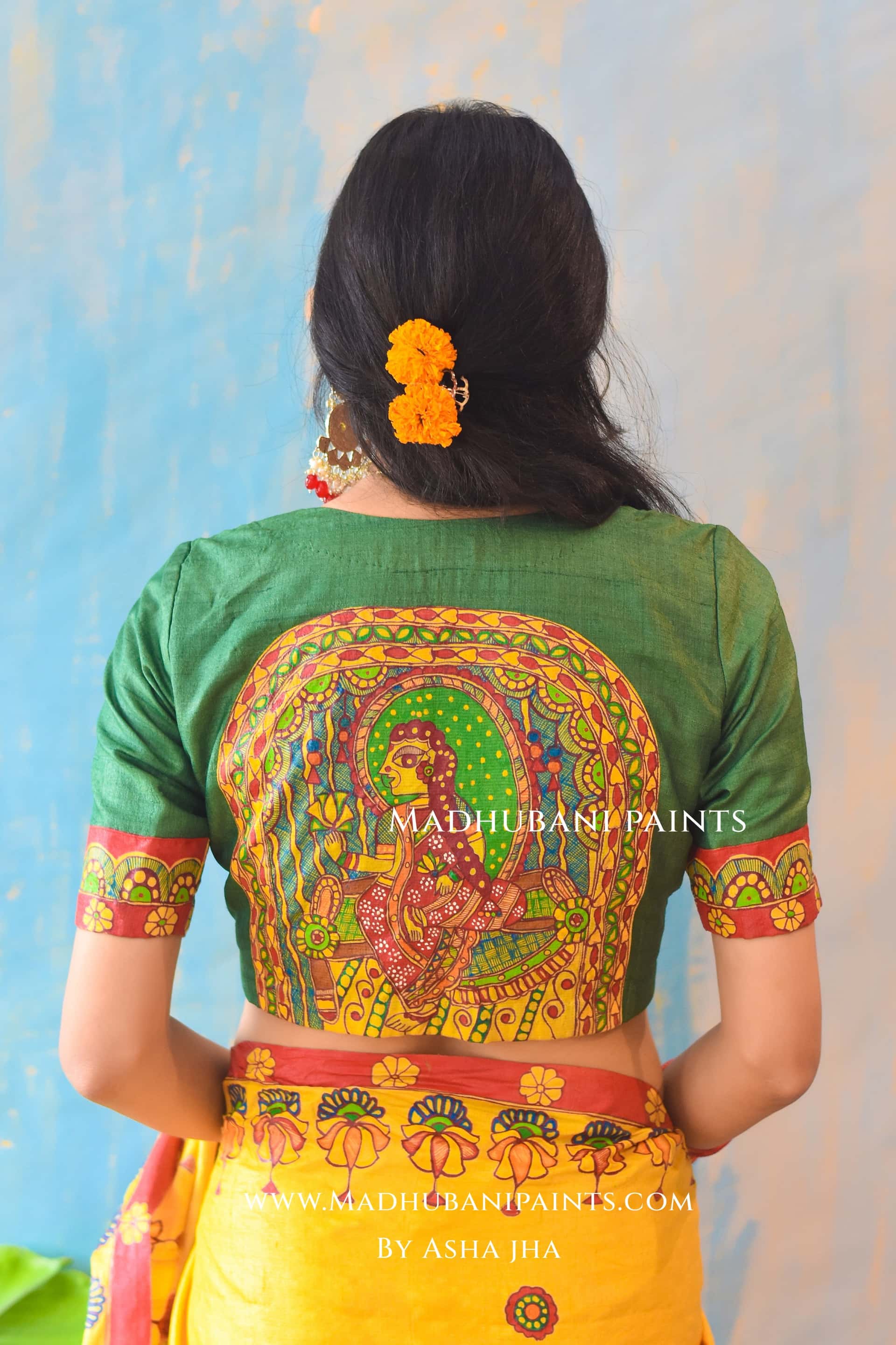KUMARI BHOJAN Hand-painted Tussar Silk Blouse — image 3 of 5