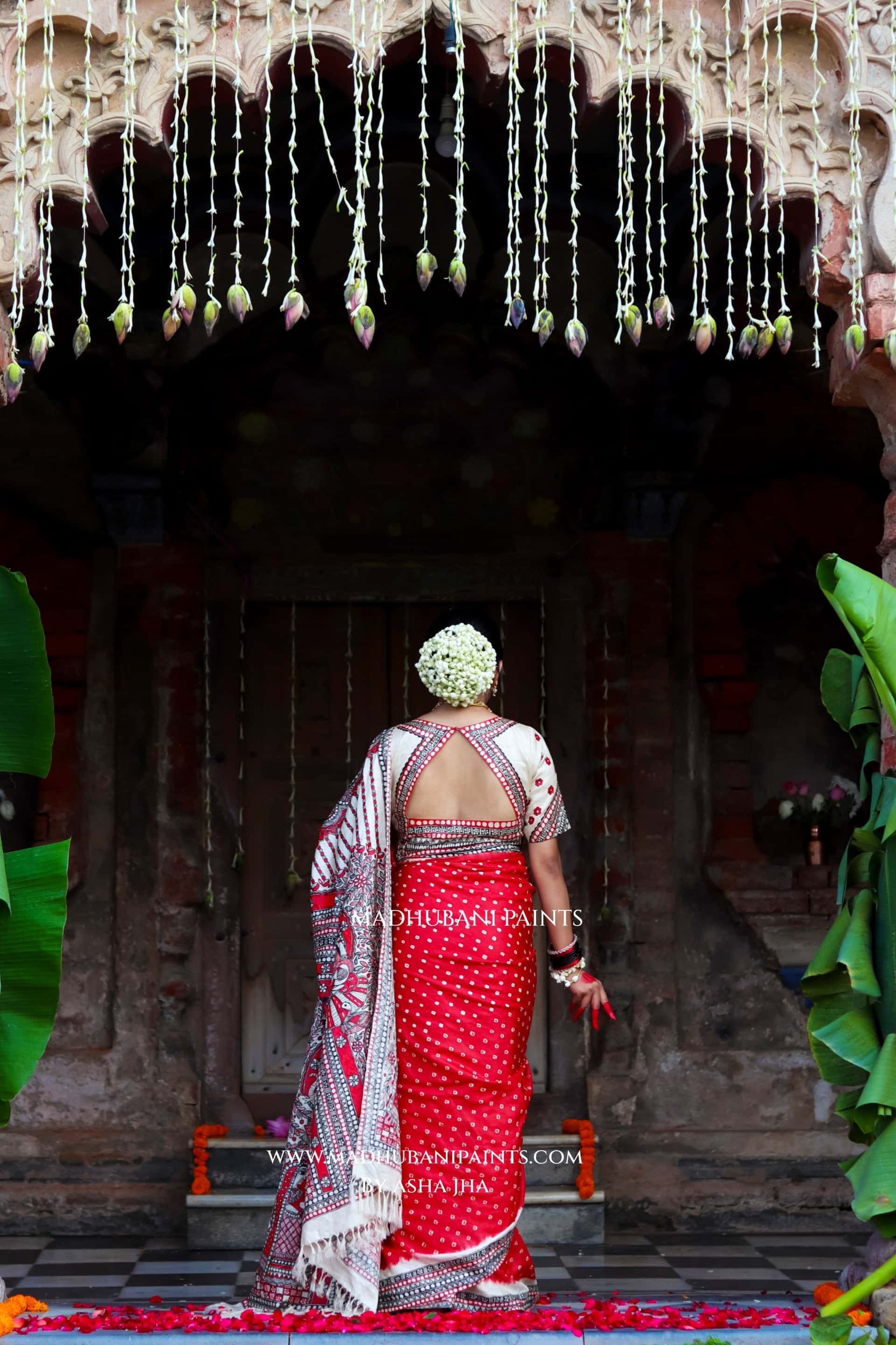 TRINETRA Handpainted Tussar Silk Madhubani Saree — image 4 of 9