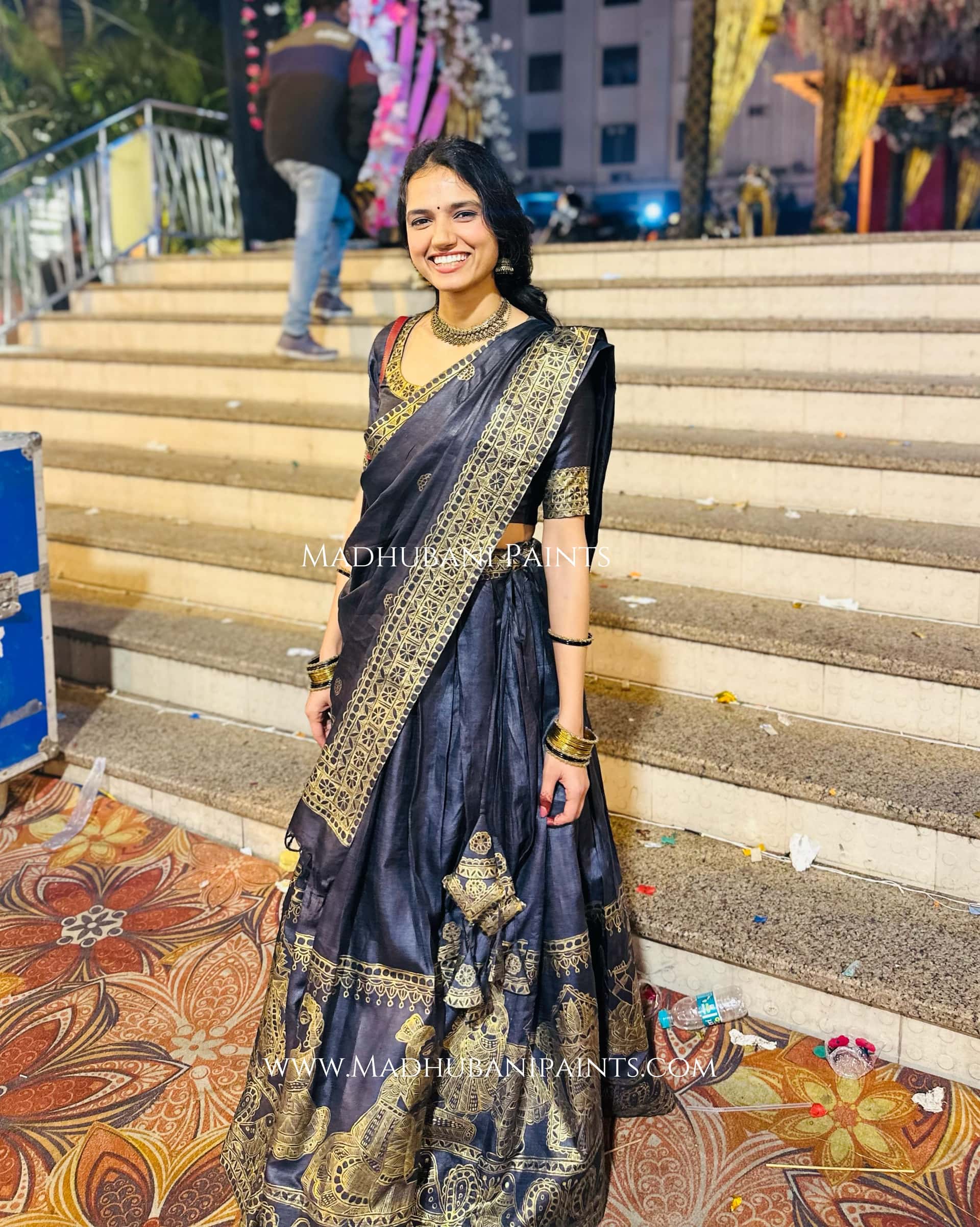 MANOHAR SANGEET Hand-painted Madhubani Lehnga — image 11 of 15