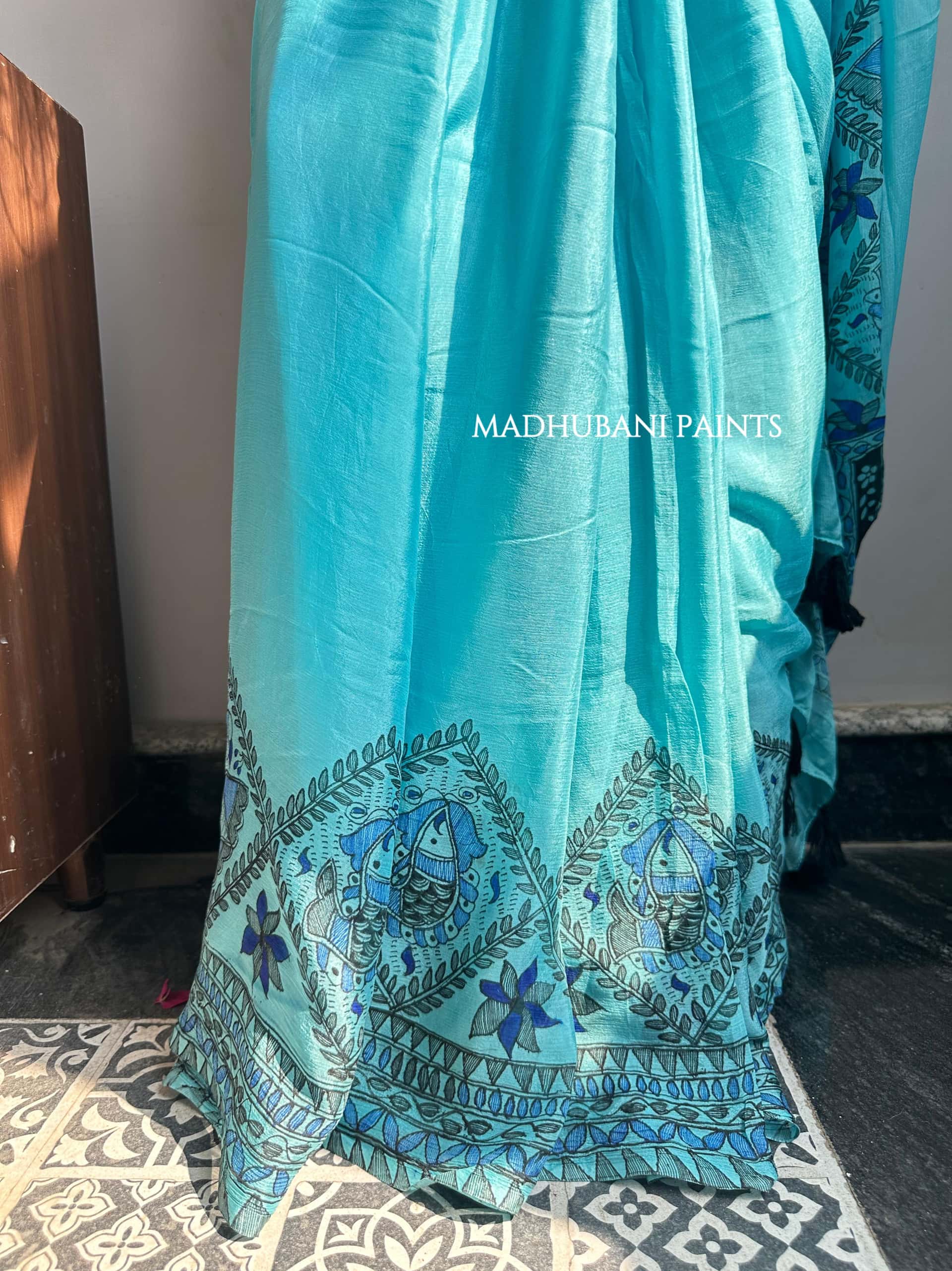 NEELAMBARI Hand-painted Madhubani Chiffon Saree — image 4 of 7