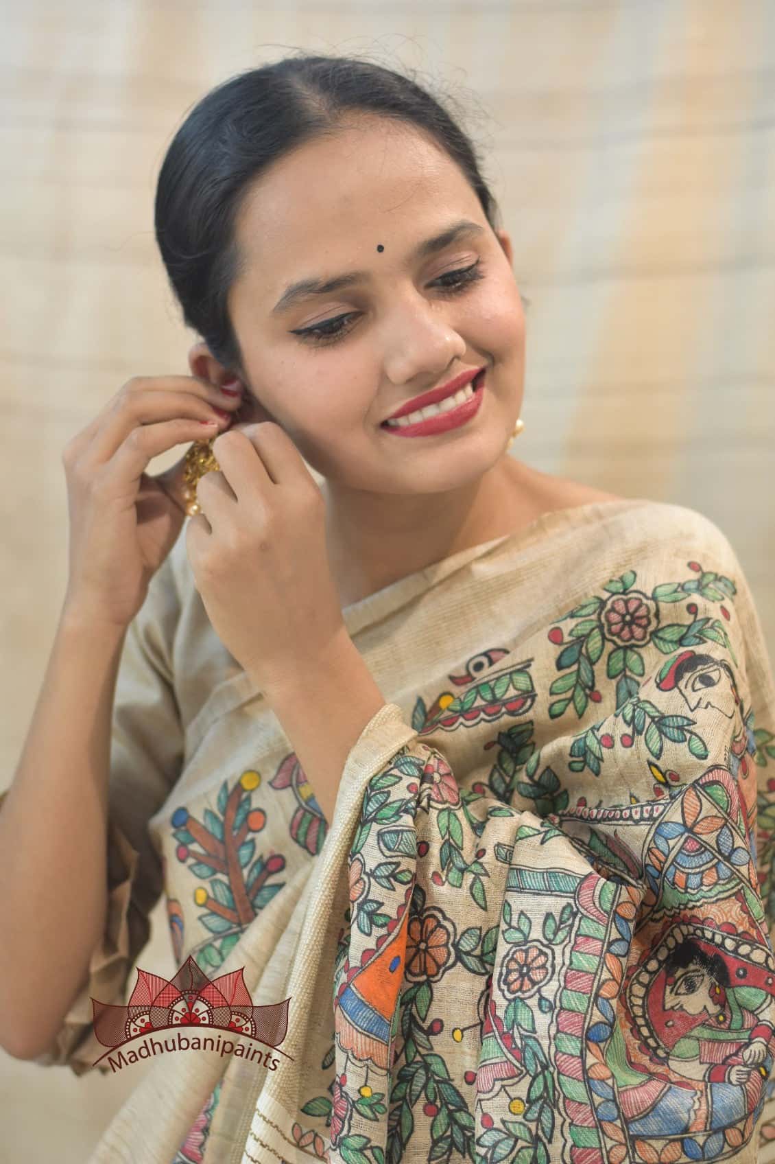Madhubani Doli Leela Hand Painted Saree — image 4 of 4