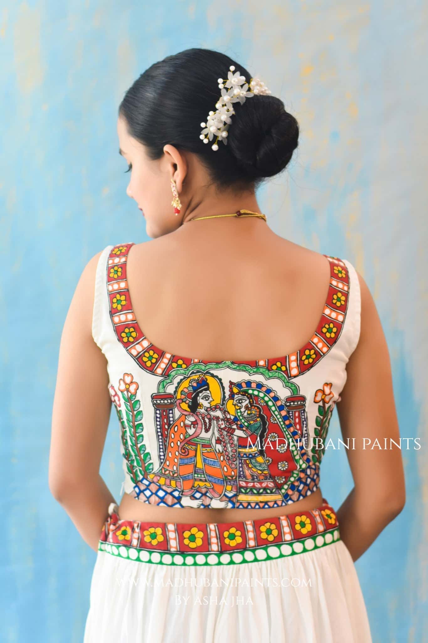 HALDI KE RANG Hand-painted Madhubani Lehnga — image 7 of 15