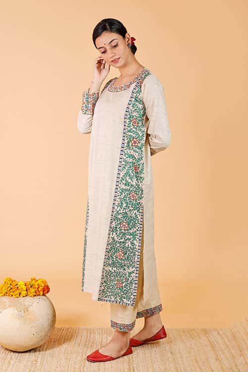 'Mithila Baag' Handpainted Madhubani cotton Kurta — image 6 of 10
