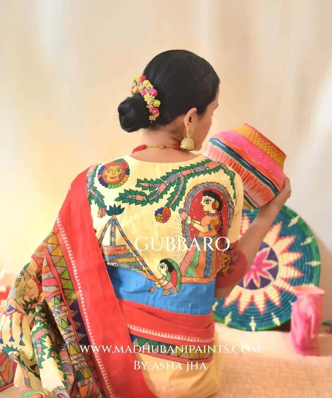 Chhath Puja Hand painted Cotton Blouse — image 2 of 5