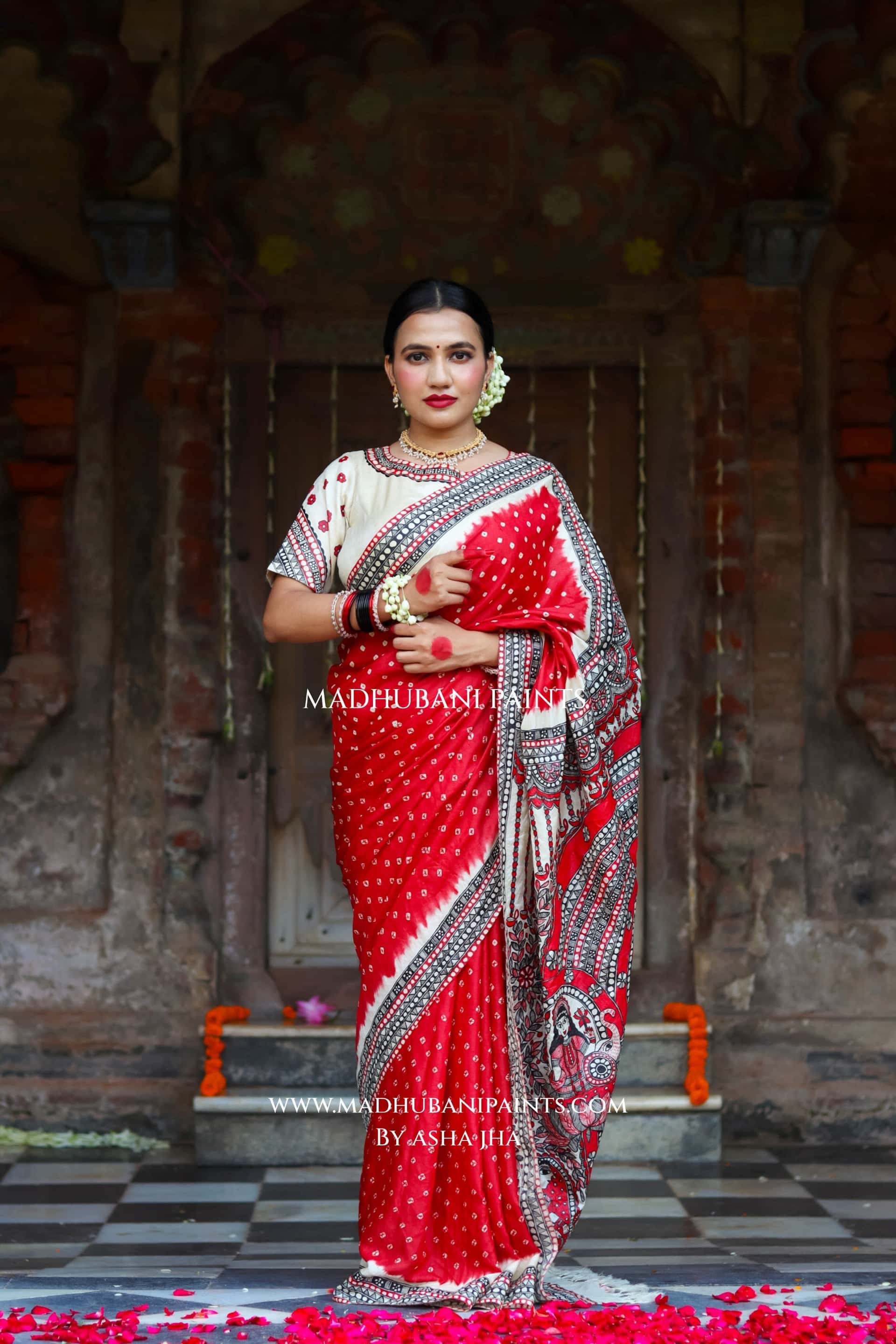 TRINETRA Handpainted Tussar Silk Madhubani Blouse — image 7 of 8