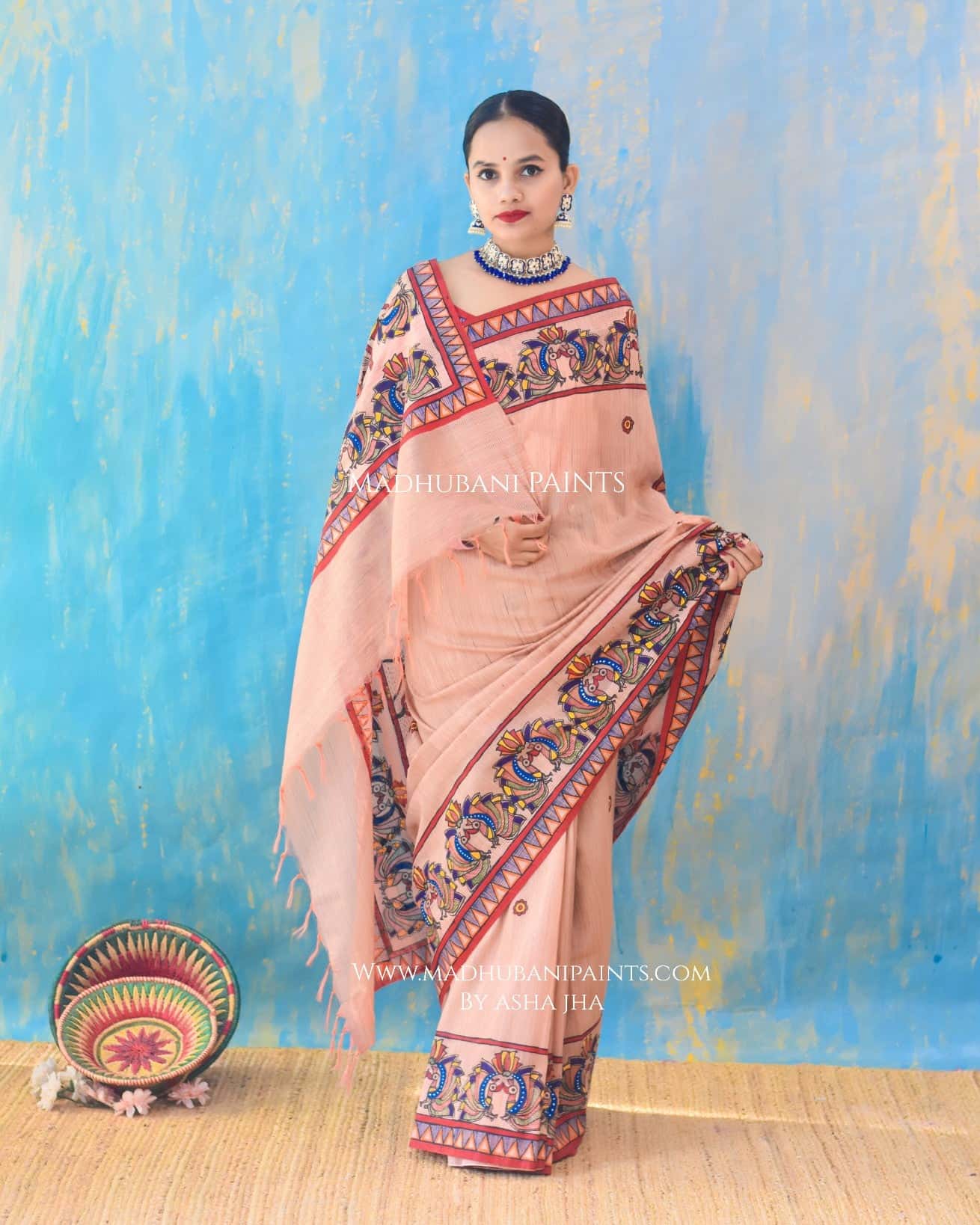 LEELA LAVANYA Hand-painted Madhubani Chanderi Saree — image 6 of 6