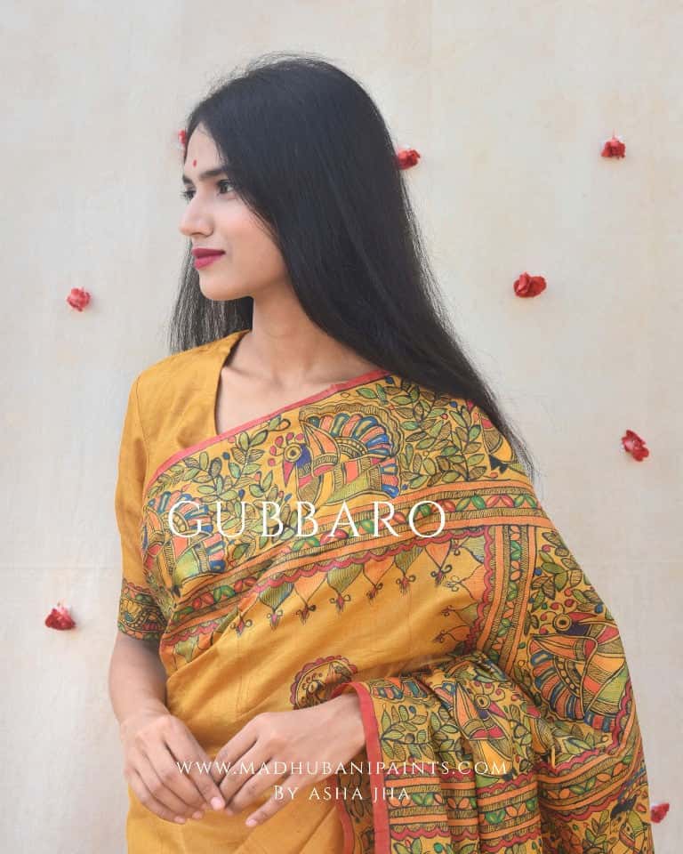 'RAMAYANA' Handpainted Madhubani Tussar Silk Blouse — image 2 of 4