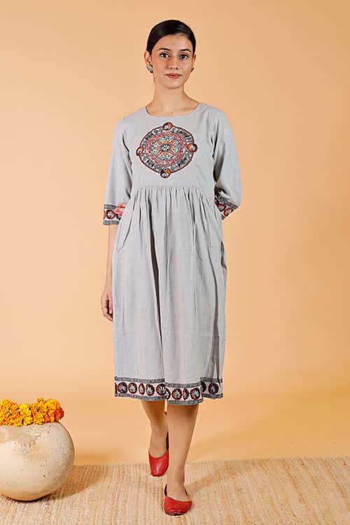 'Mandara' Handpainted Madhubani Dress — image 4 of 9