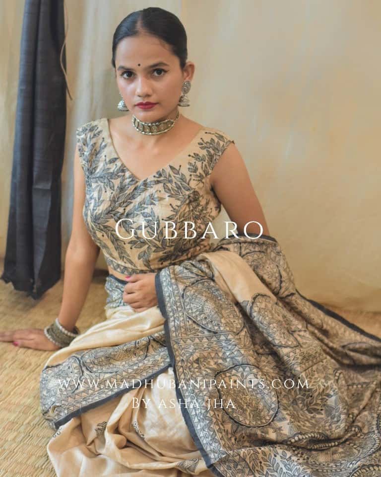 'MORNI' Handpainted Madhubani Tussar Silk Blouse — image 3 of 5