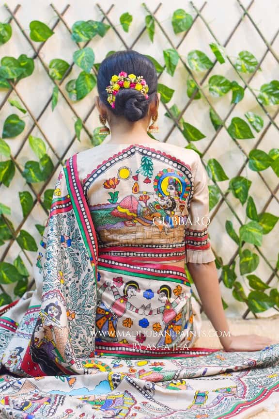 NANDGOPALA RADHA' Handpainted Madhubani Tussar Silk Blouse — image 2 of 7