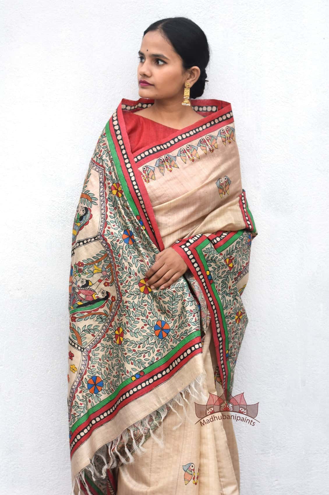 Gopala Krishna Hand Painted Saree — image 3 of 4