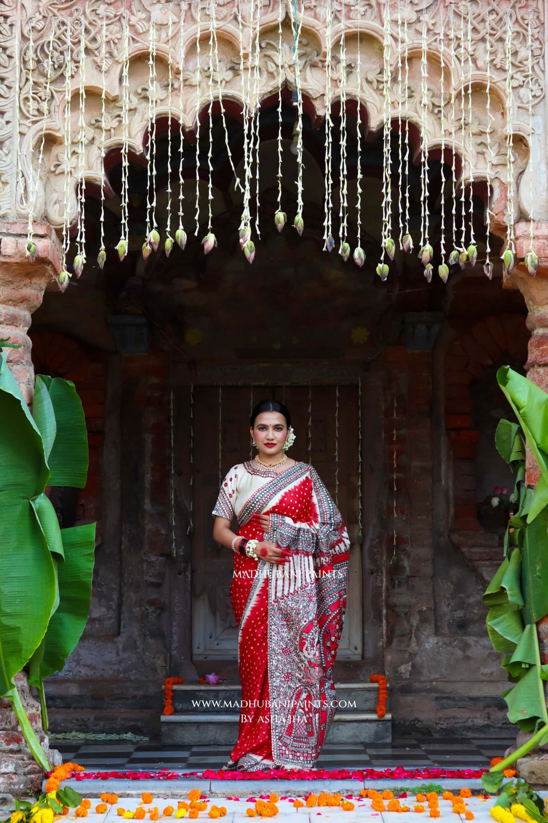 TRINETRA Handpainted Tussar Silk Madhubani Saree — image 3 of 9