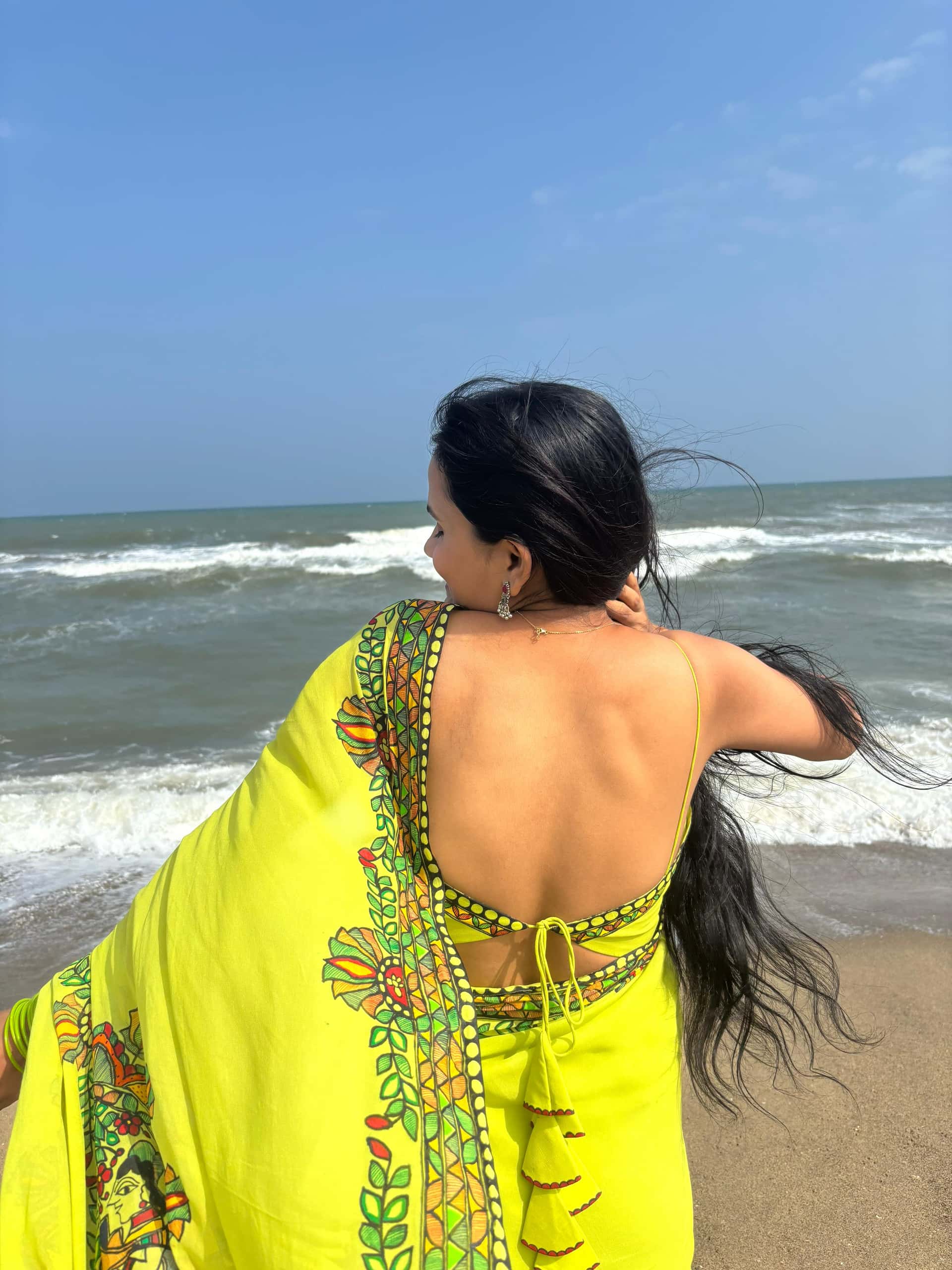 MRIDULA Handpainted Madhubani Georgette Saree Blouse Set — image 2 of 14