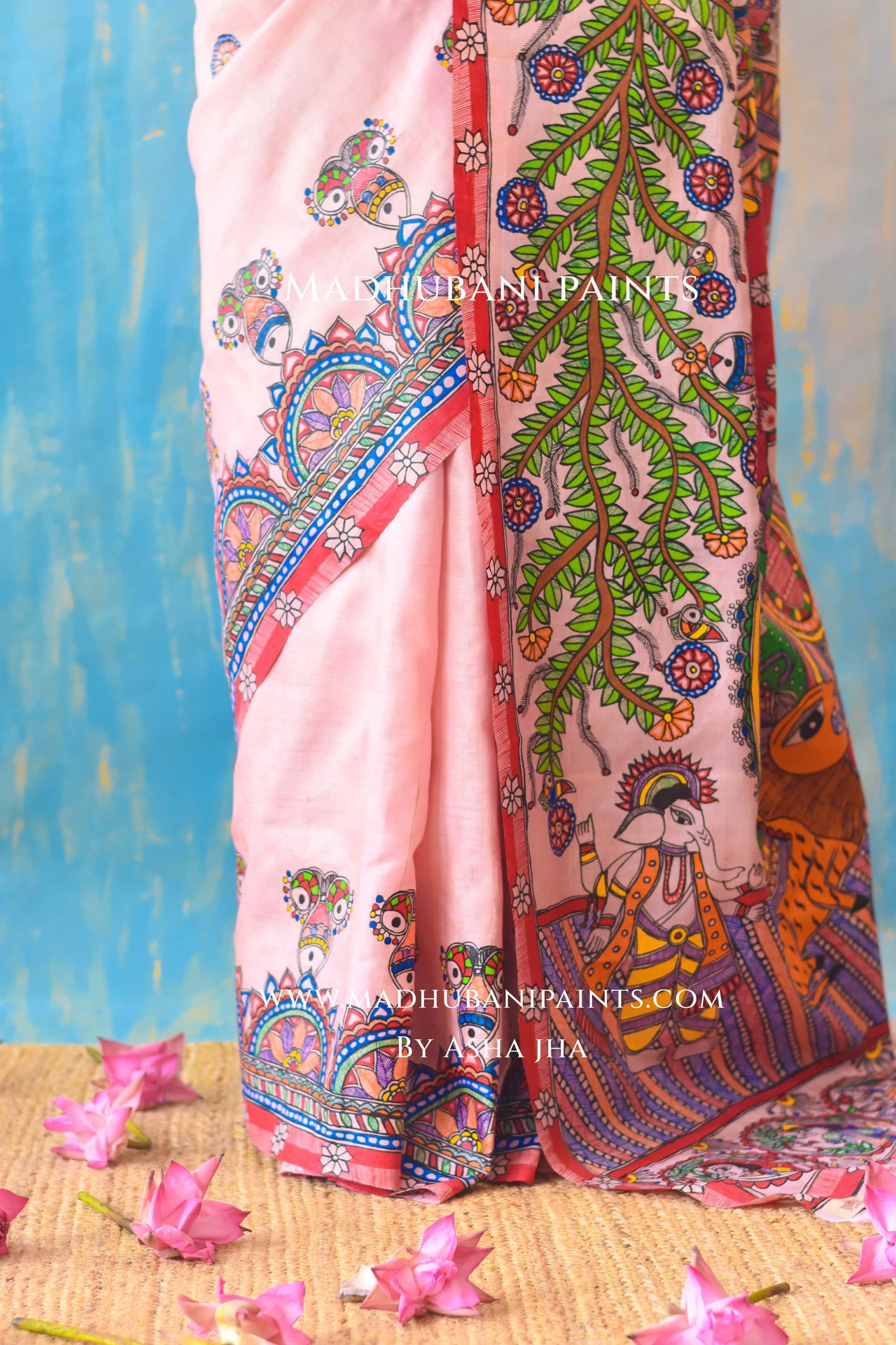 PADAMSUNDARI Hand-painted Madhubani Tussar Silk Saree — image 5 of 7