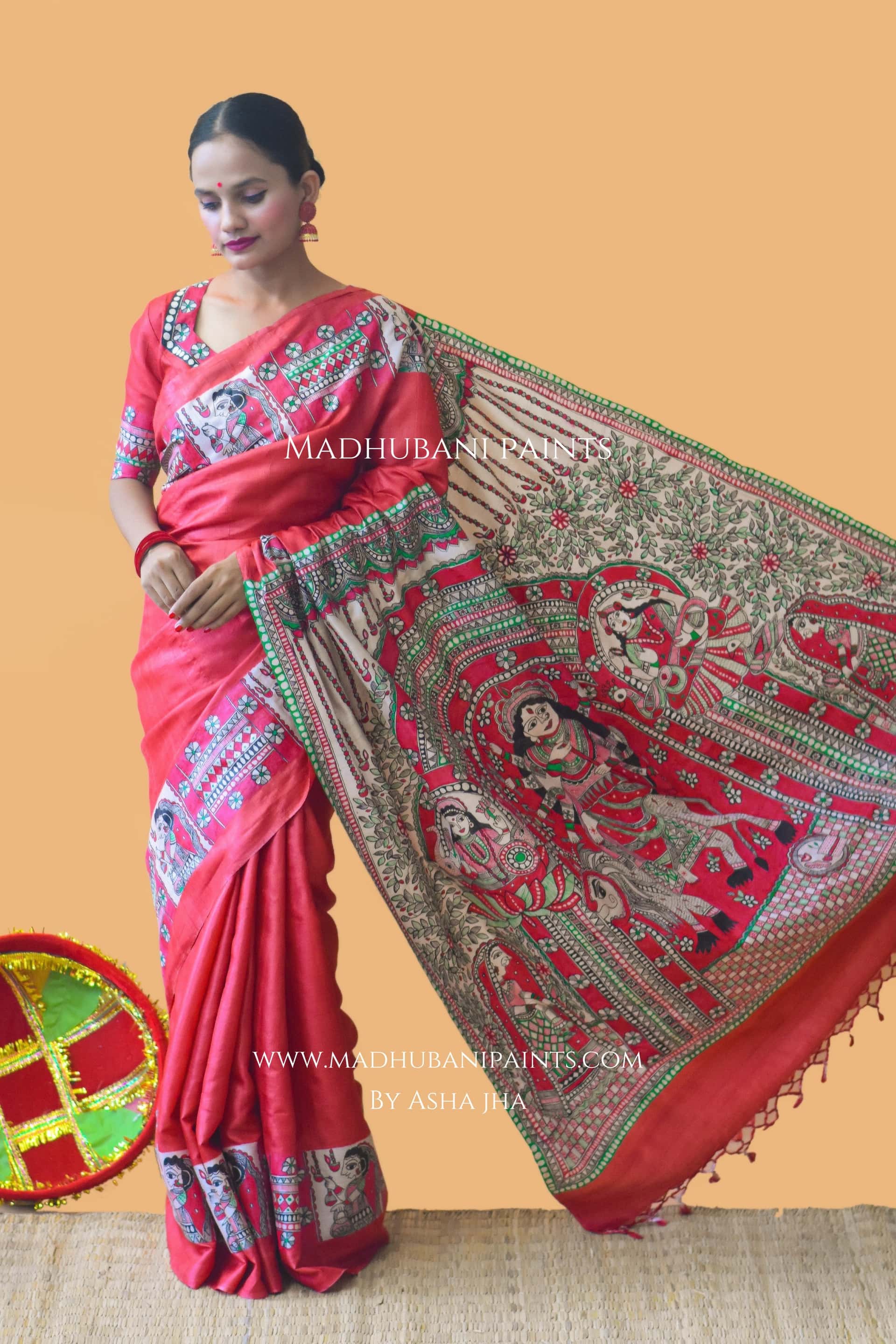 LAAL NARAYANI Hand-painted Tussar Silk Saree — image 6 of 8