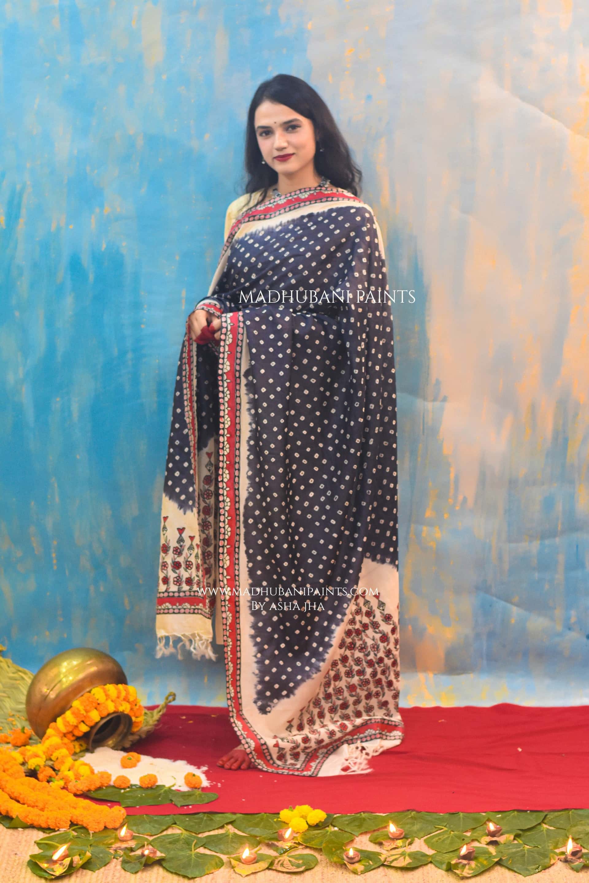 Laal Kaali Machliya Bandhini Dupatta — image 3 of 4